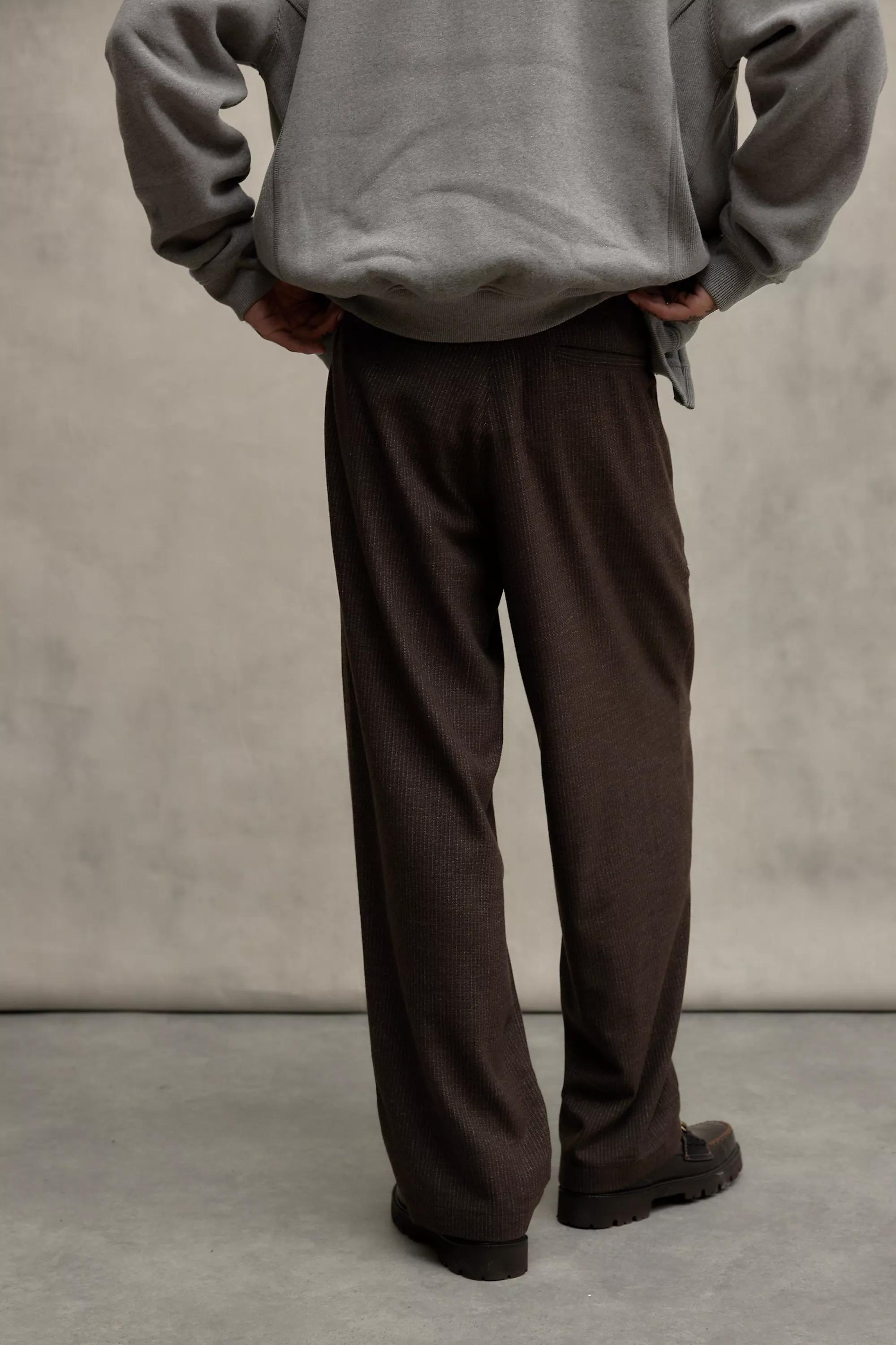 Brown Loom Greer Brown Pinstripe Trousers, , large image number 3