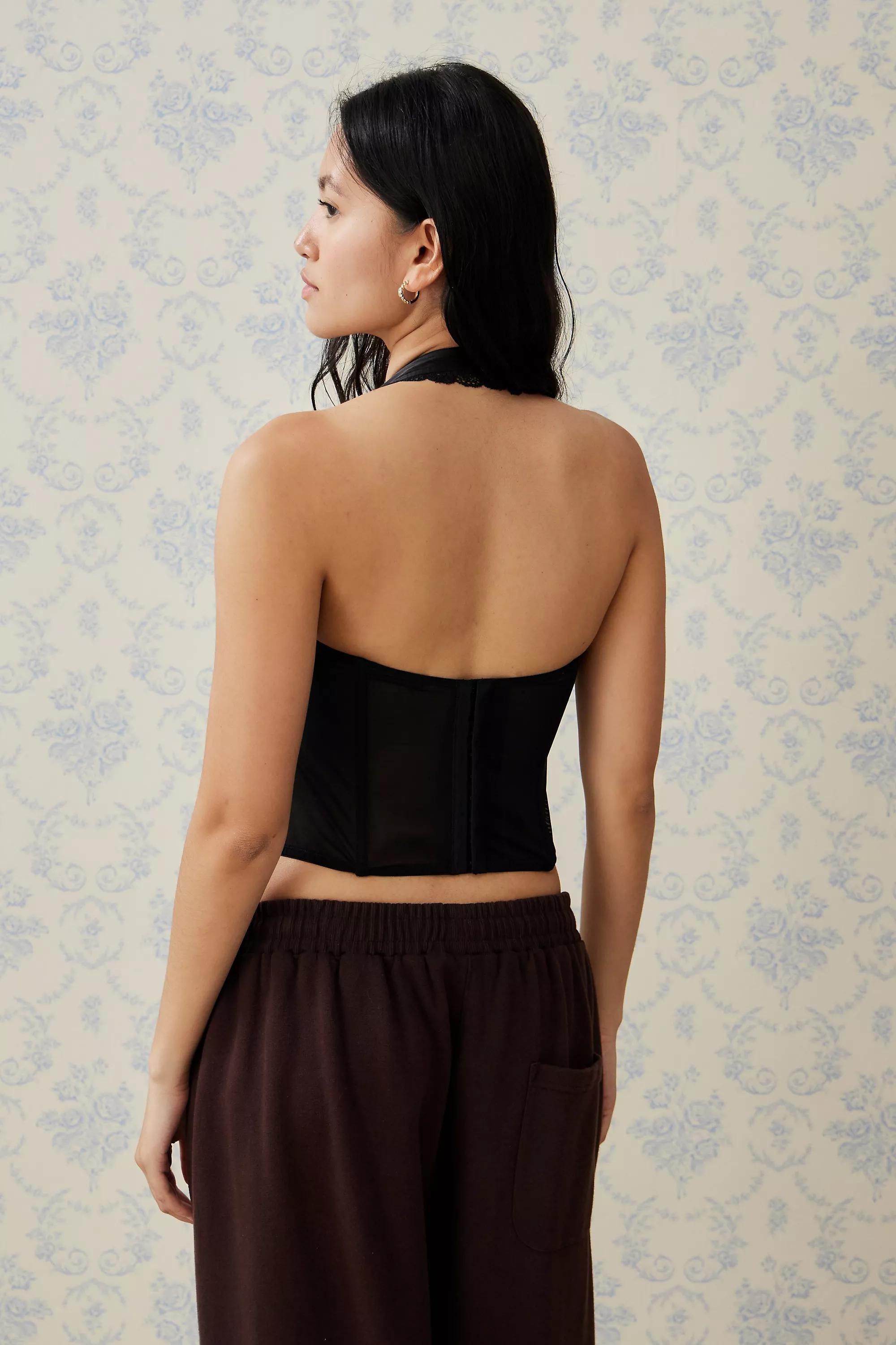 Black Kimchi Moss Satin Halter Top, , large image number 3