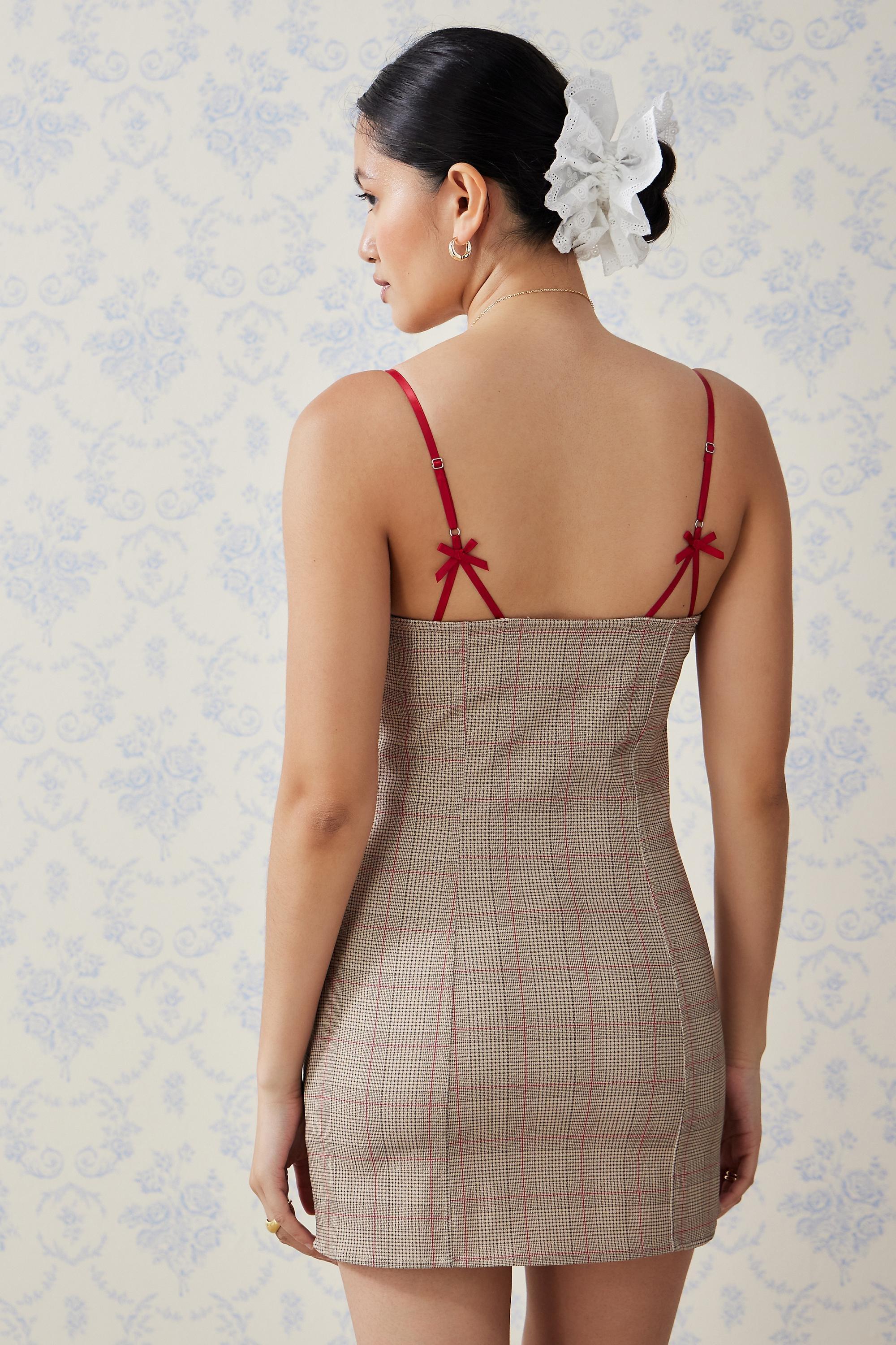 Brown Kimchi Blue Checked Mini Dress, , large image number 3