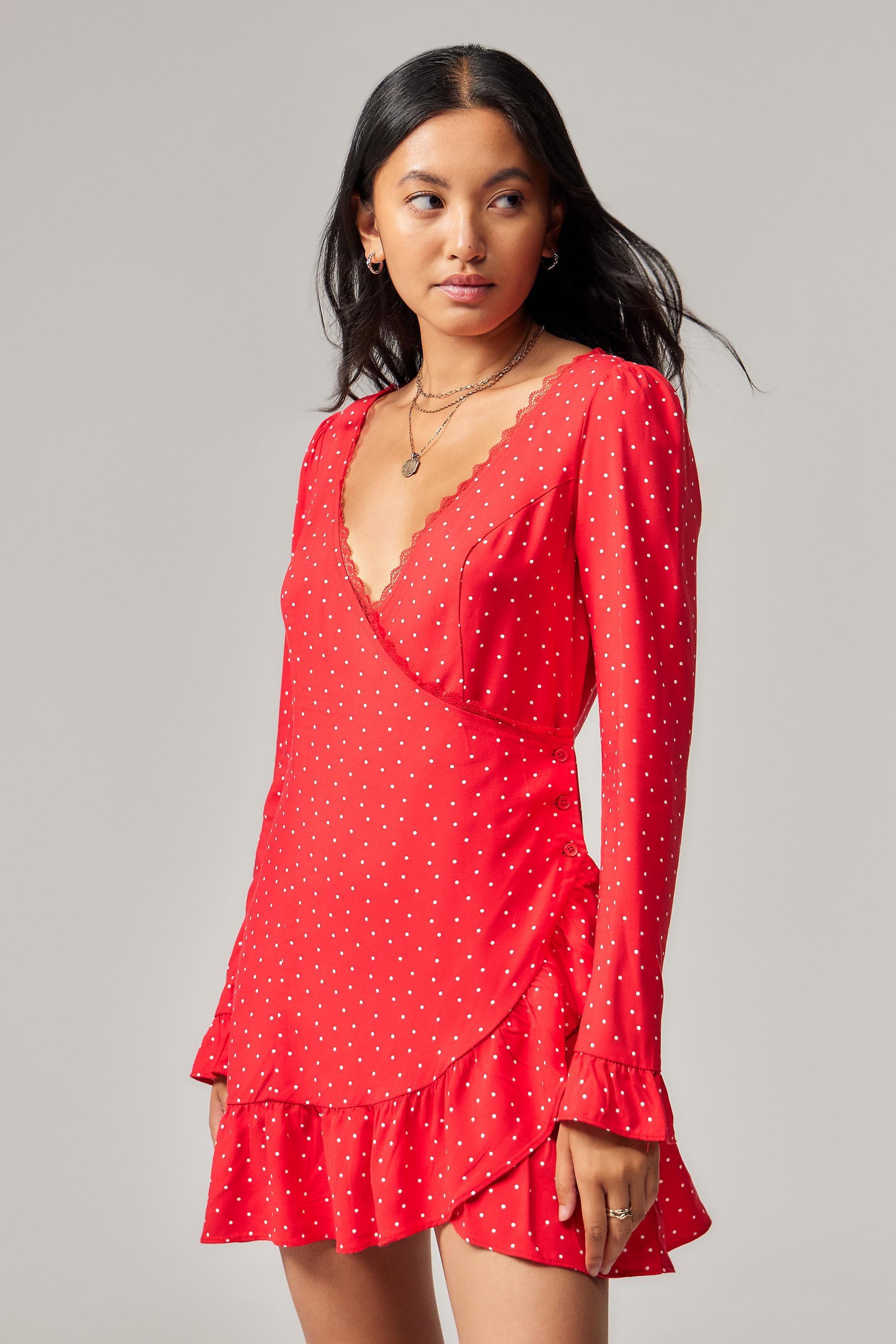 Red Light Before Dark Dara Polka Dot Wrap Dress, , large image number 0