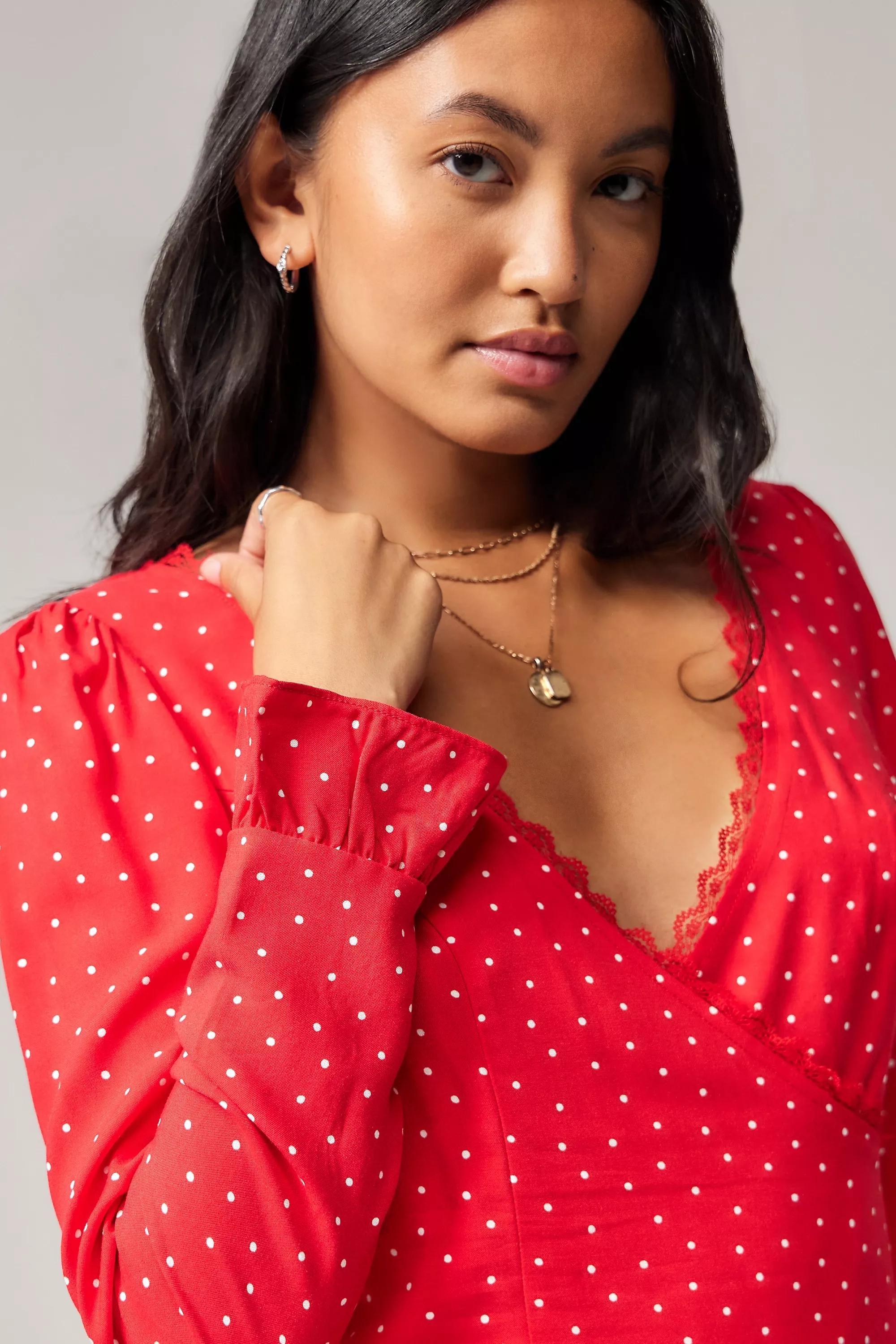 Red Light Before Dark Dara Polka Dot Wrap Dress, , large image number 2