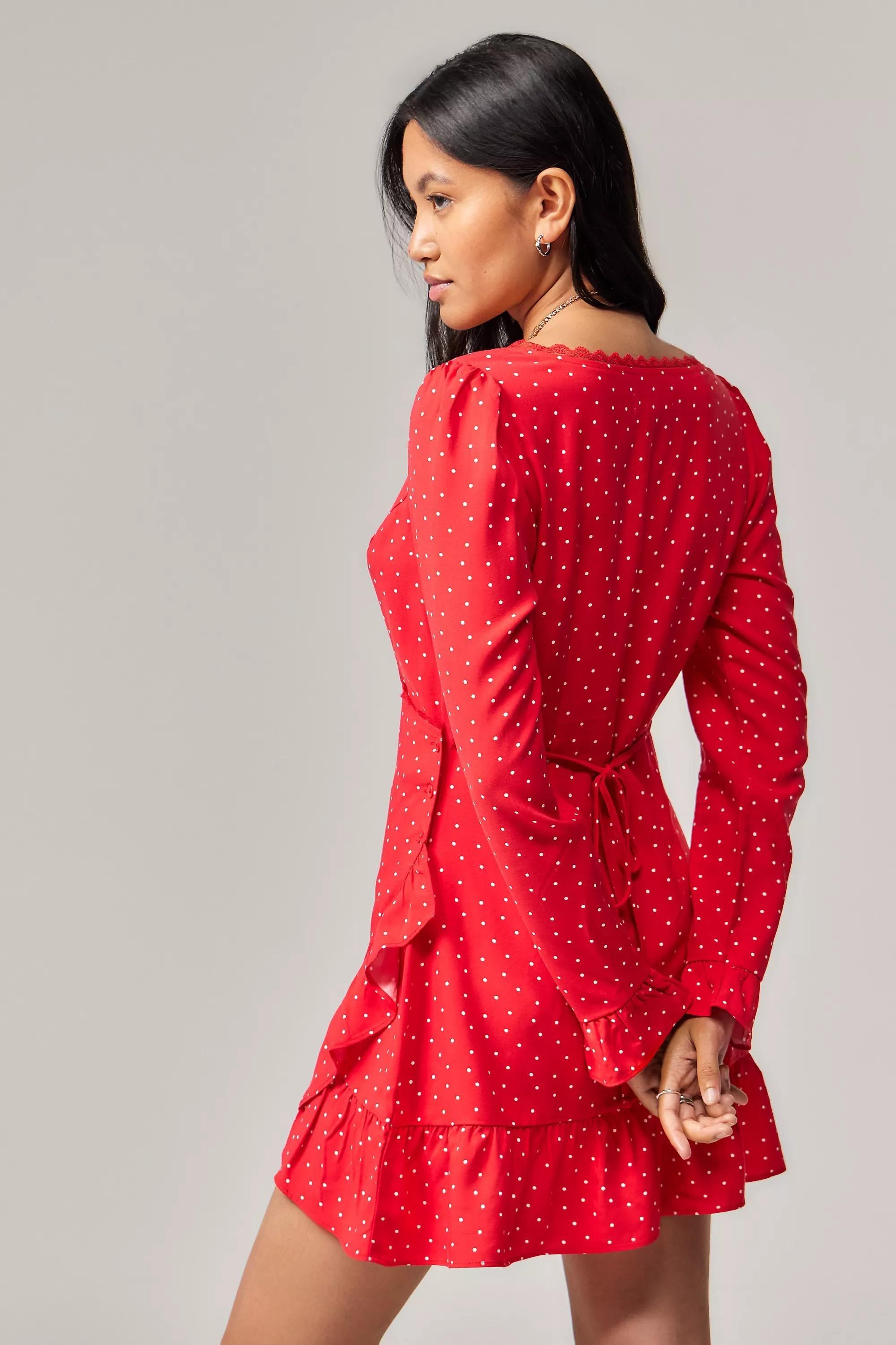 Red Light Before Dark Dara Polka Dot Wrap Dress, , large image number 3