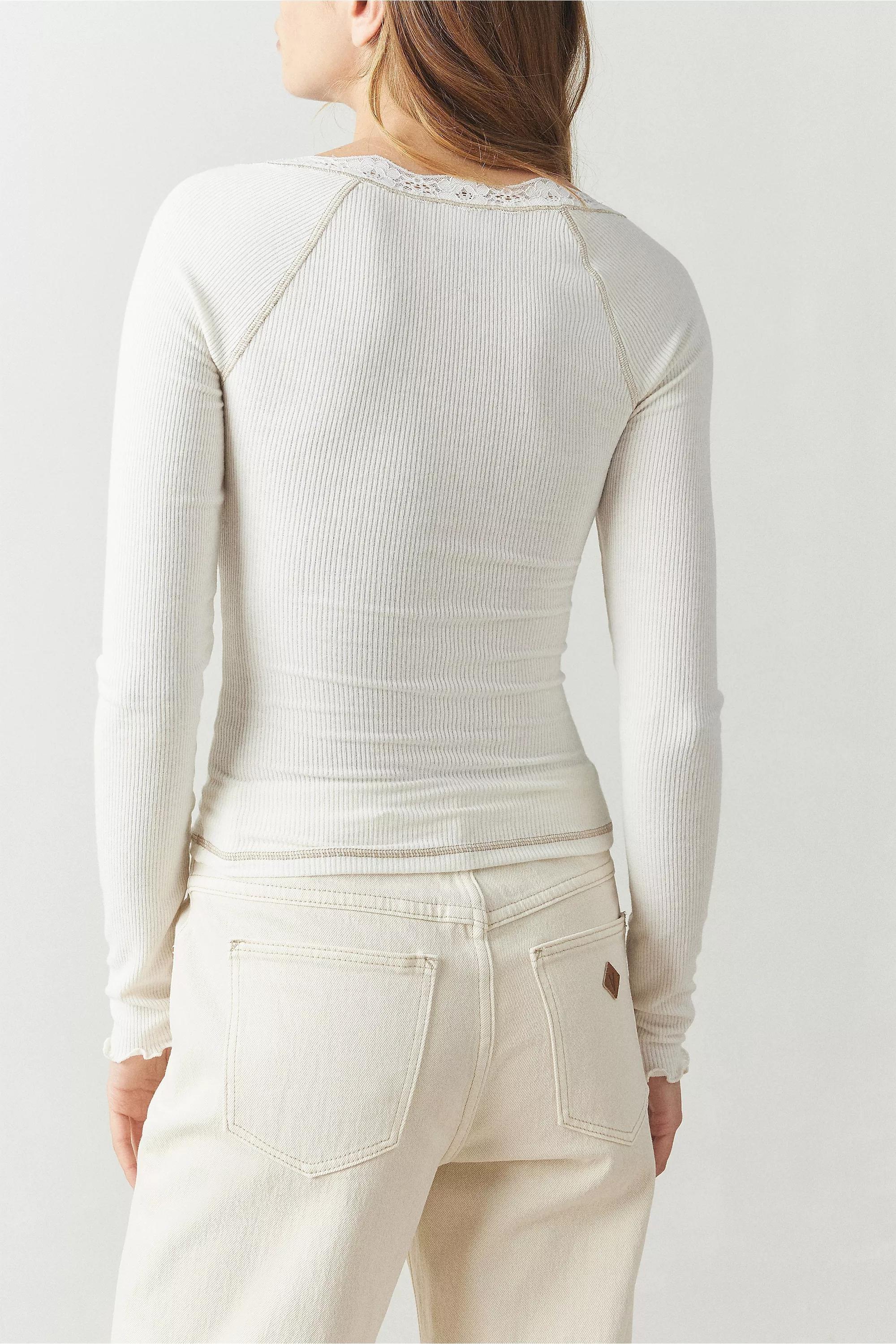 Ivory Out From Under Diana Lace-Trim Henley Top, , large image number 3