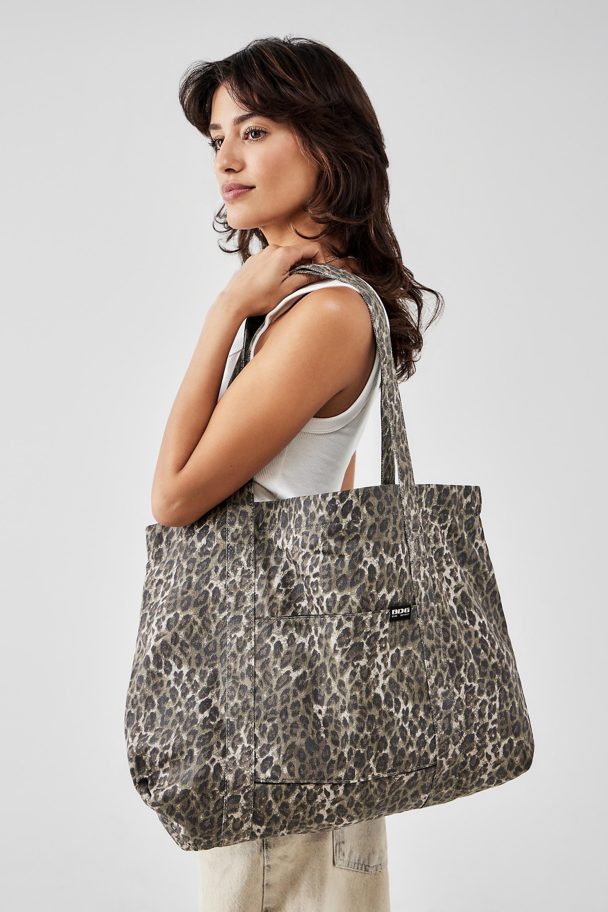 Brown Animal Print Tote Bag, BRN, large image number 0