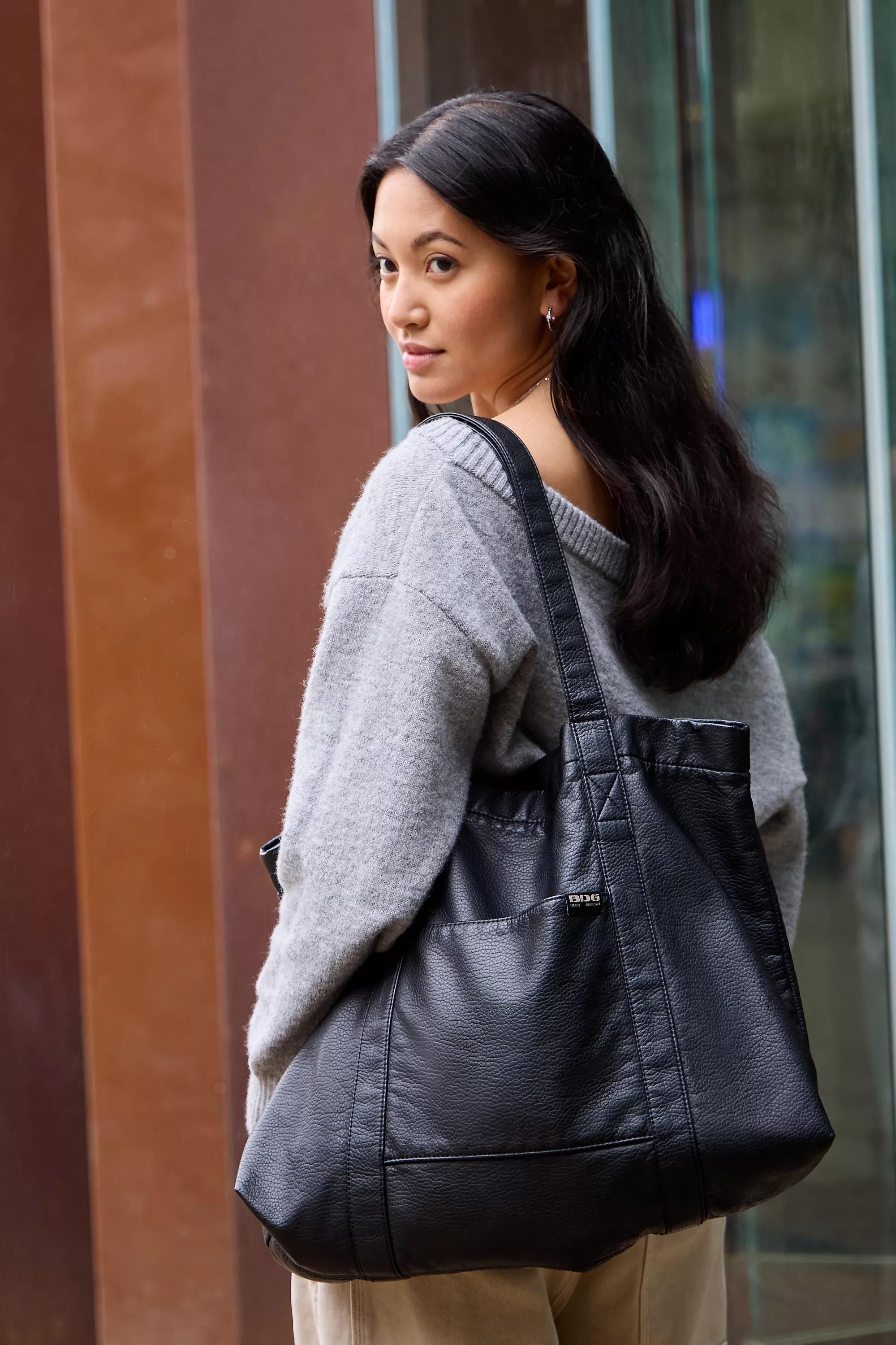 Black Bdg Faux Leather Tote Bag, BLK, large image number 0
