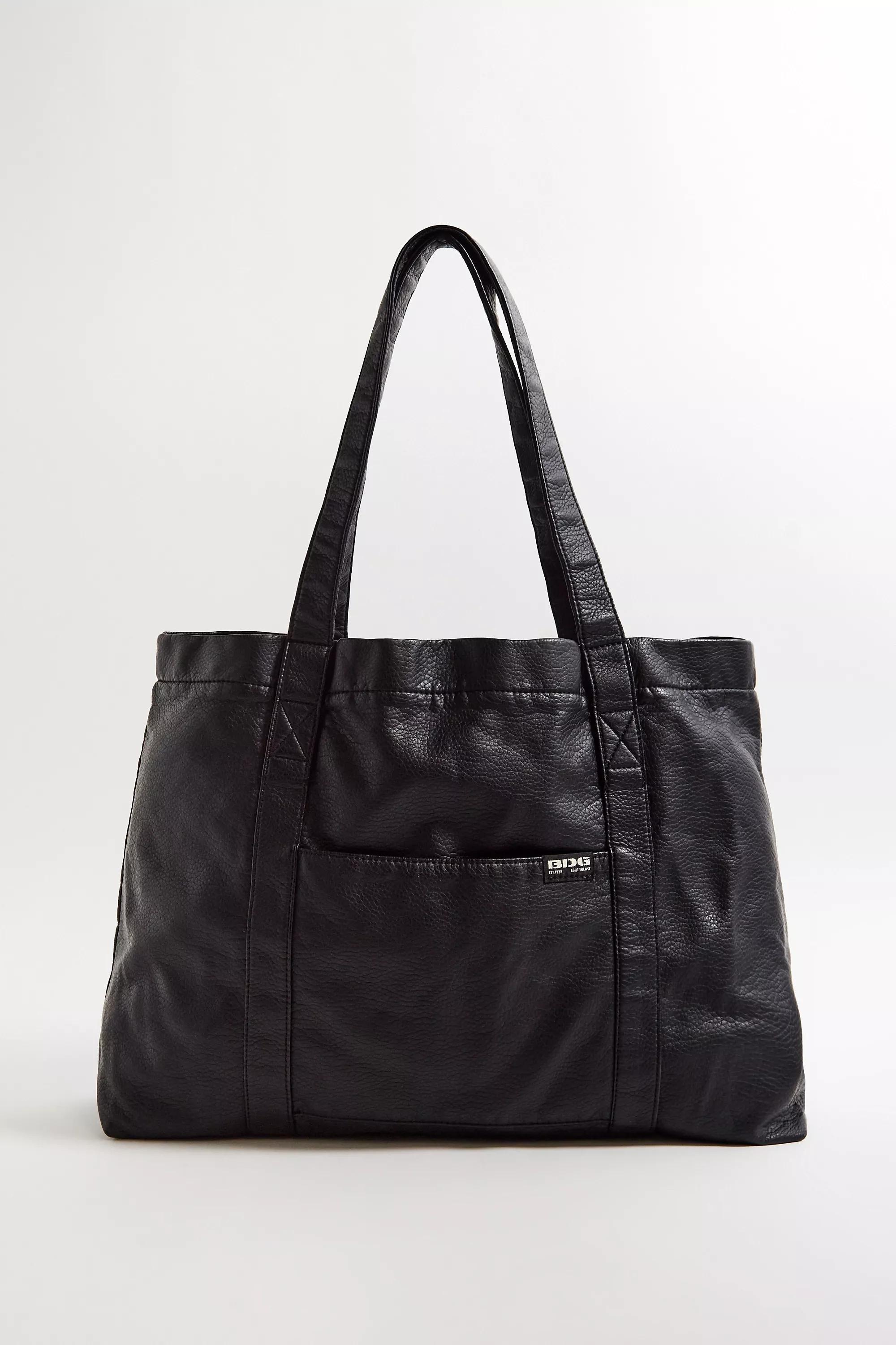 Black Bdg Faux Leather Tote Bag, BLK, large image number 1