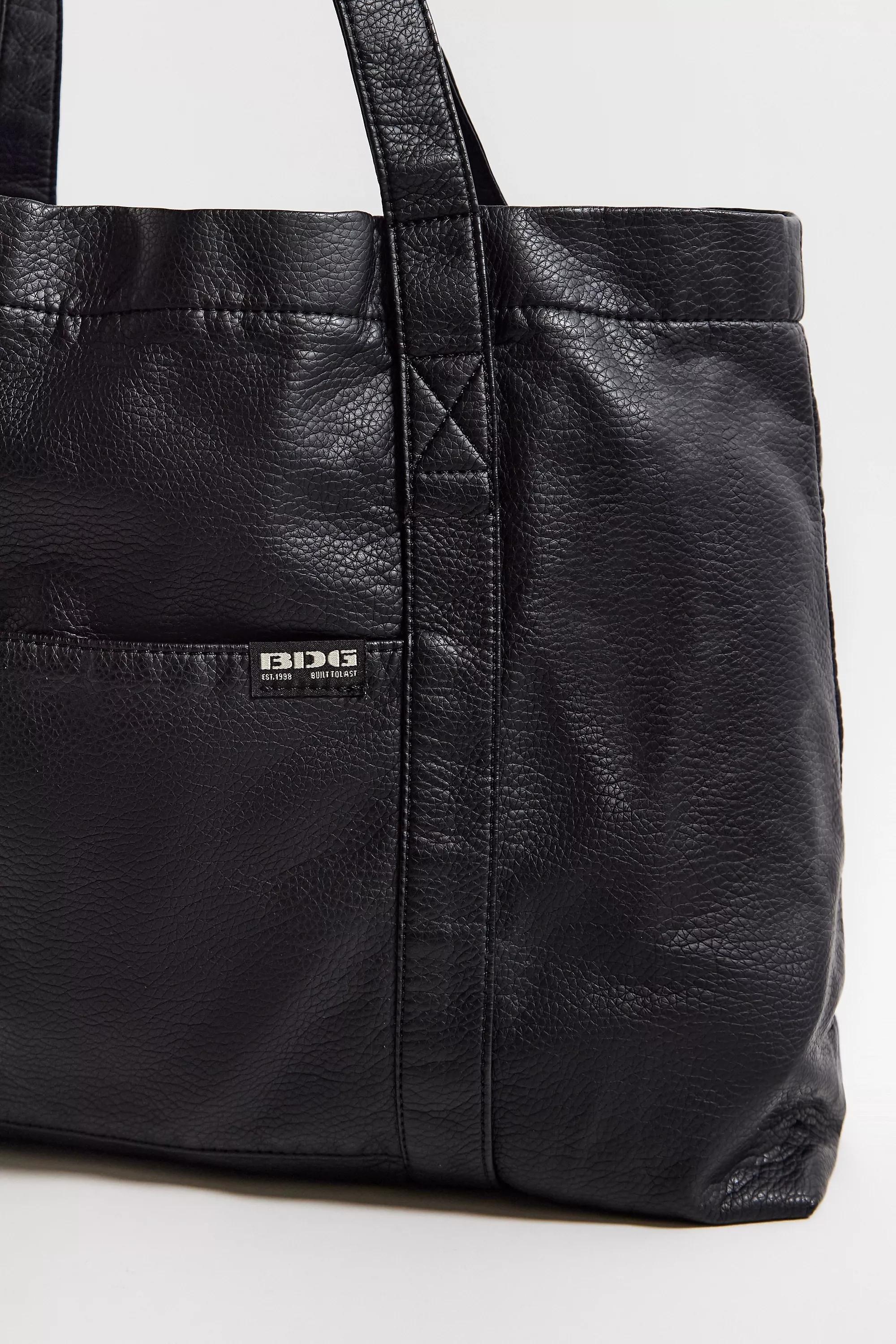 Black Bdg Faux Leather Tote Bag, BLK, large image number 2