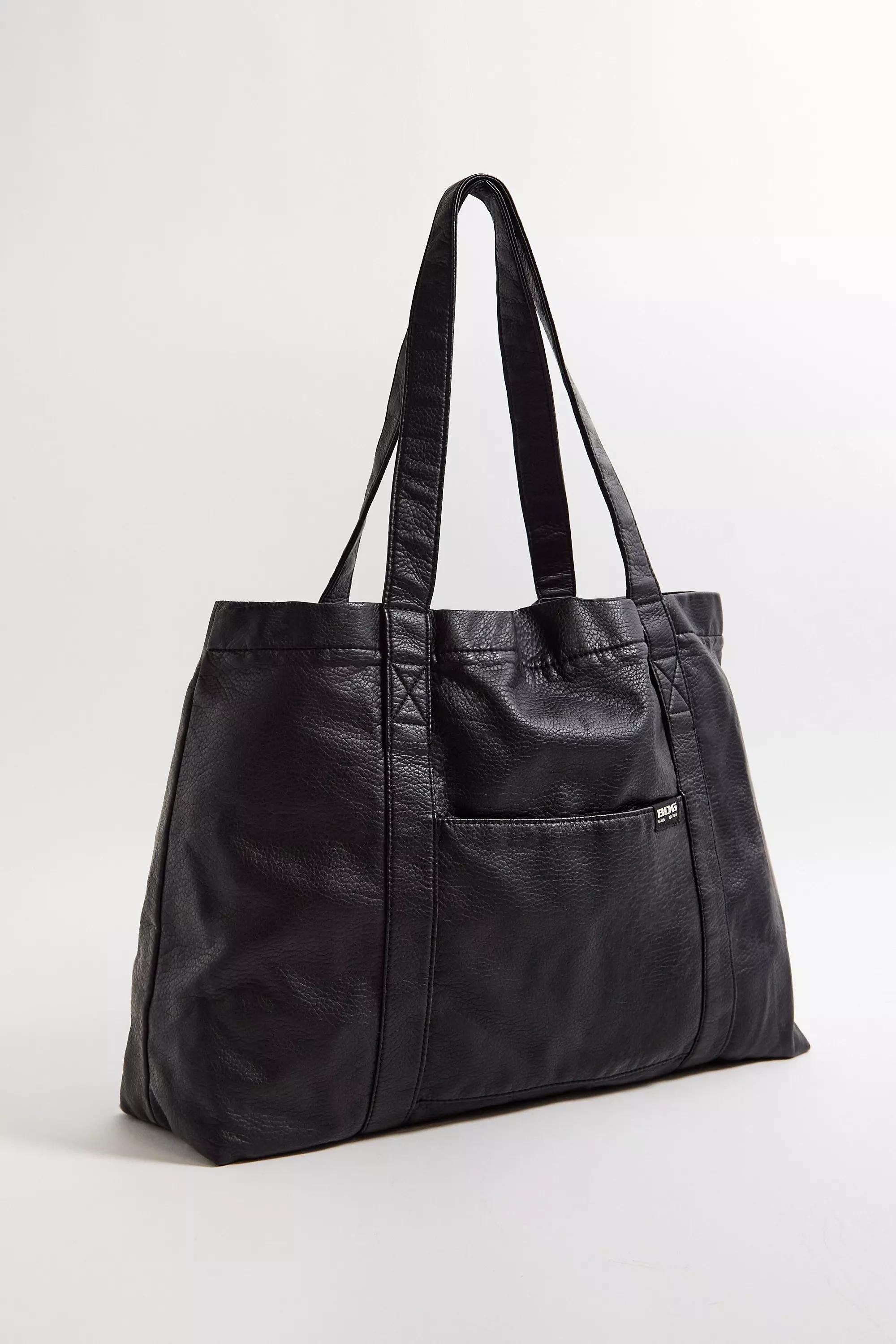 Black Bdg Faux Leather Tote Bag, BLK, large image number 3