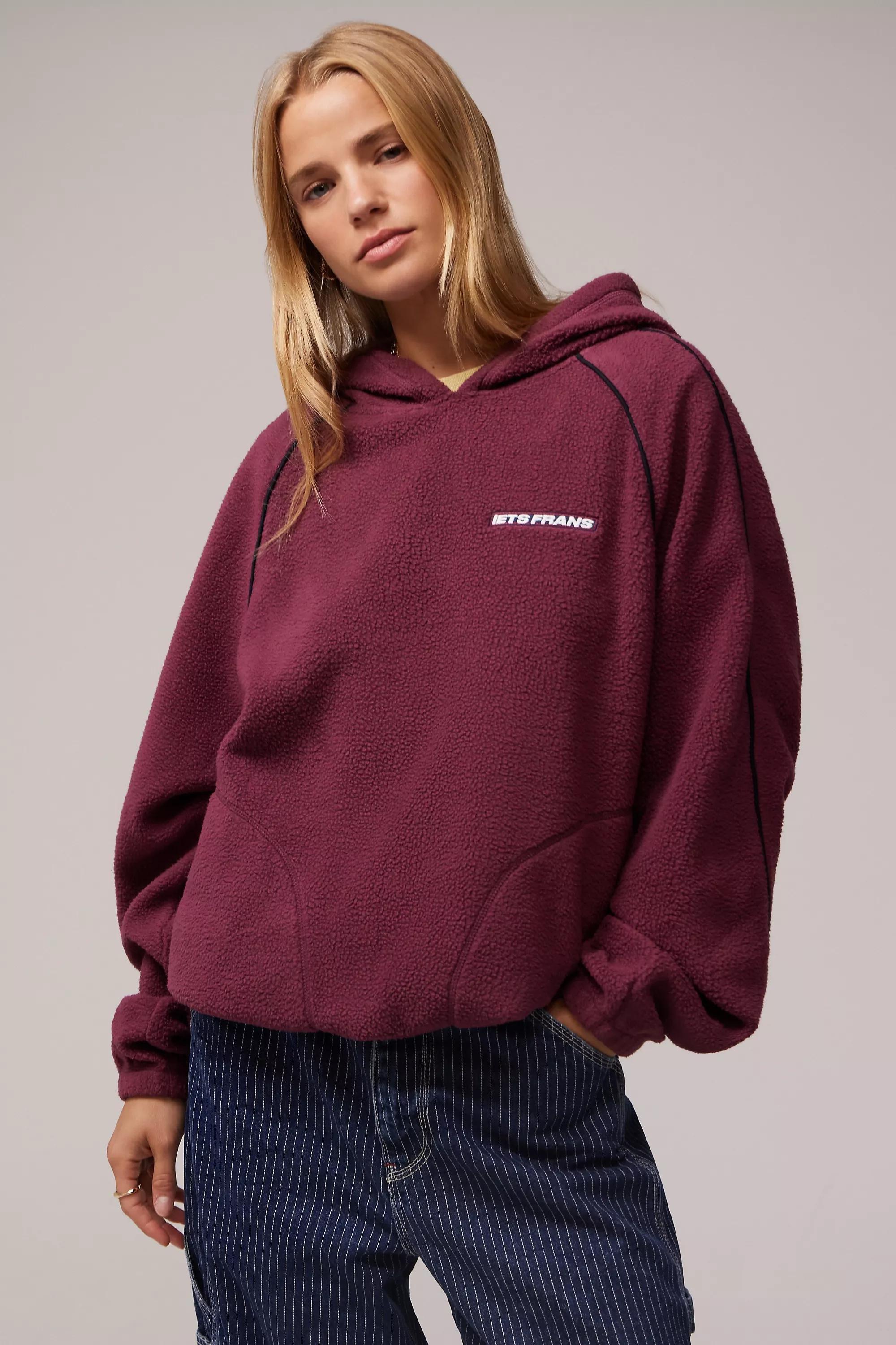 Burgundy Iets Frans... Piped Hooded Fleece, , large image number 0