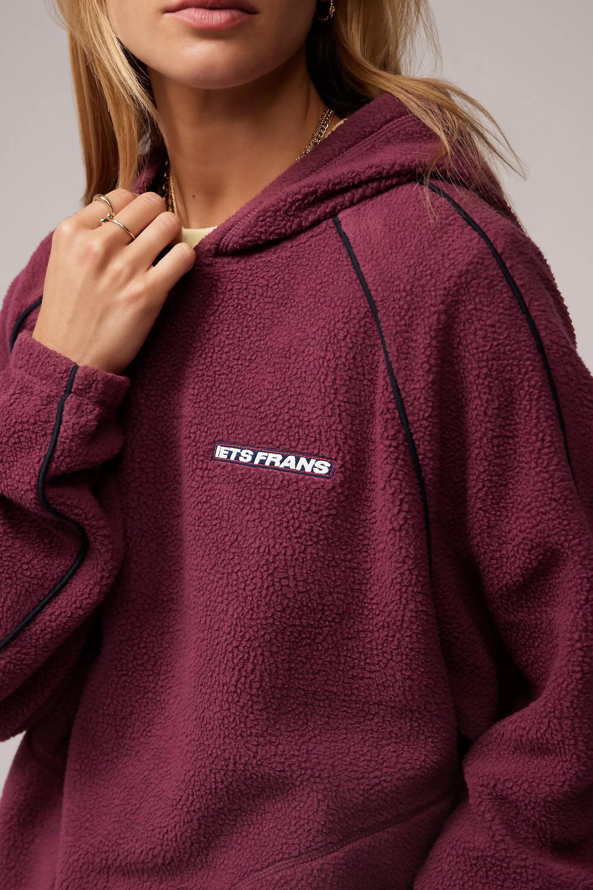 Burgundy Iets Frans... Piped Hooded Fleece, , large image number 1