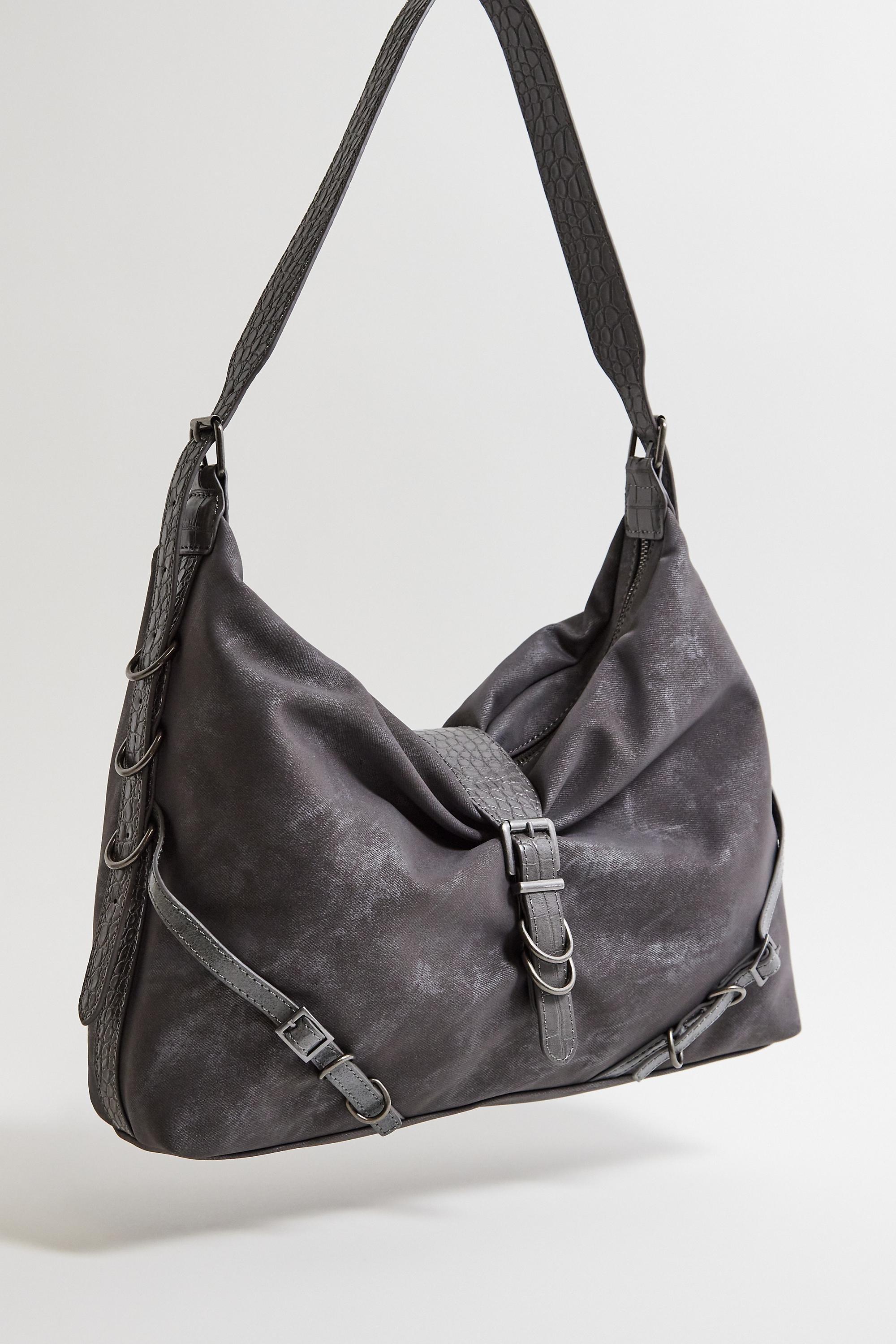 Grey Uo Hayden Faux Leather Shoulder Bag, GREY, large image number 5