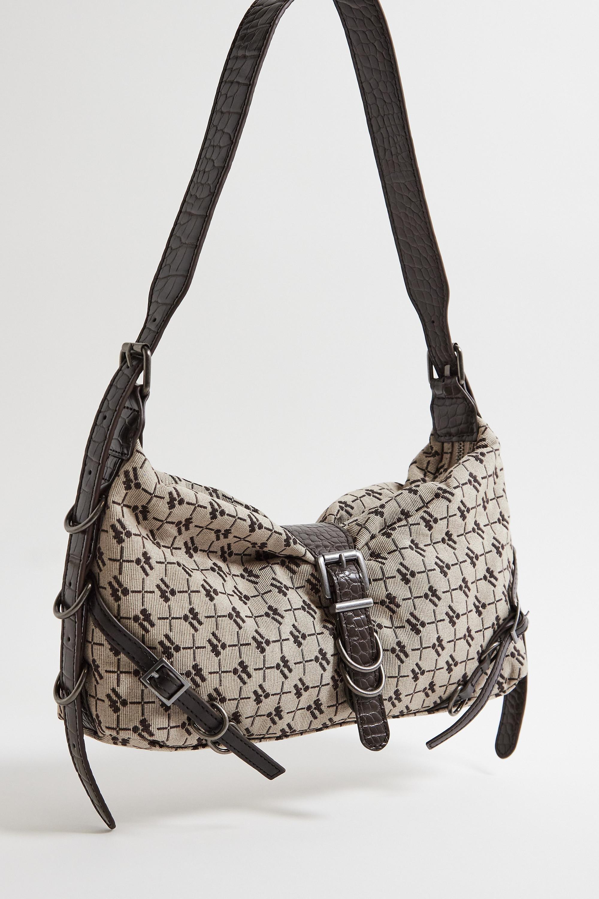 Brown Small Slouch Shoulder Bag, BRN, large image number 1