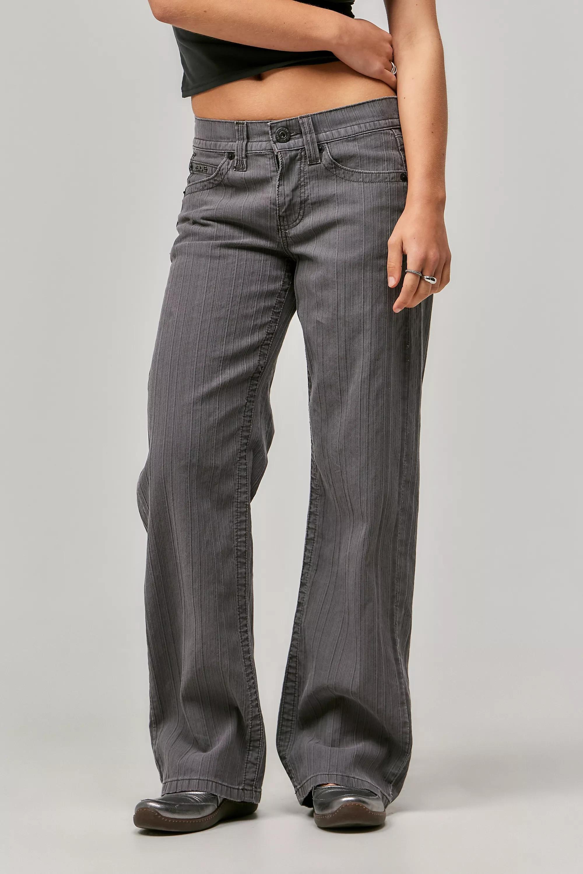 Grey Bdg Kayla Textured Stripe Trousers, , large image number 0