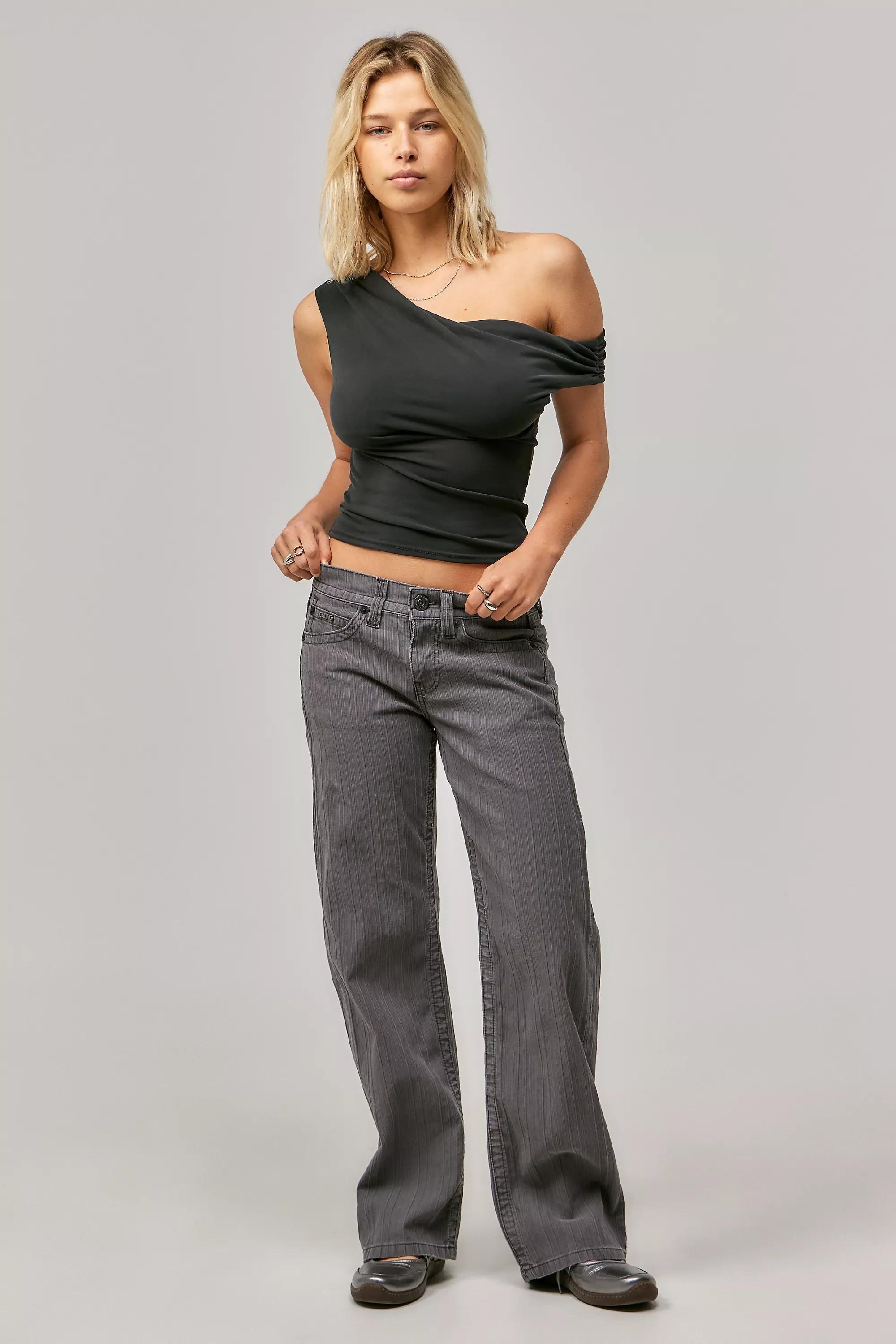 Grey Bdg Kayla Textured Stripe Trousers, , large image number 1