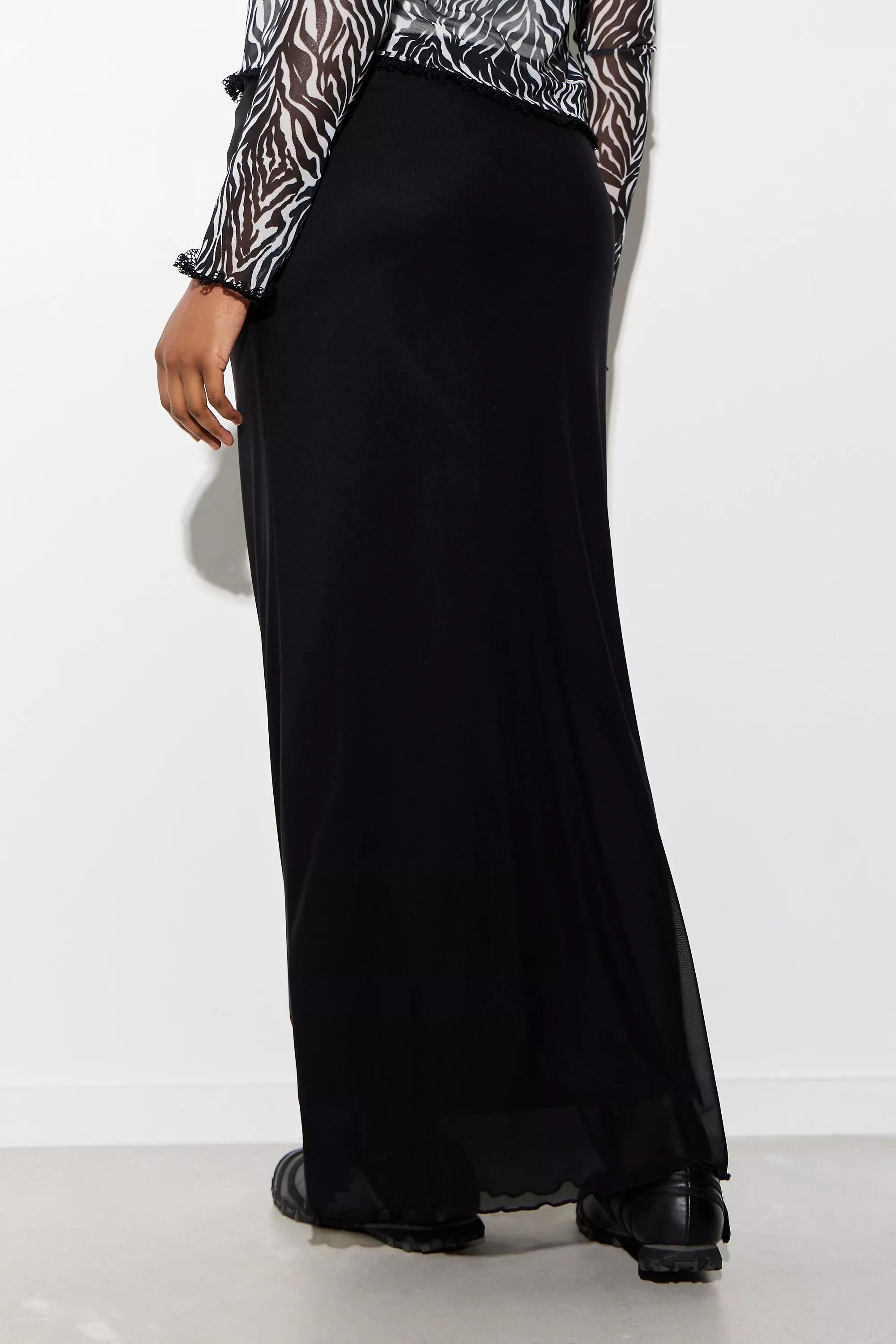 Black Uo Mesh Maxi Skirt, , large image number 3