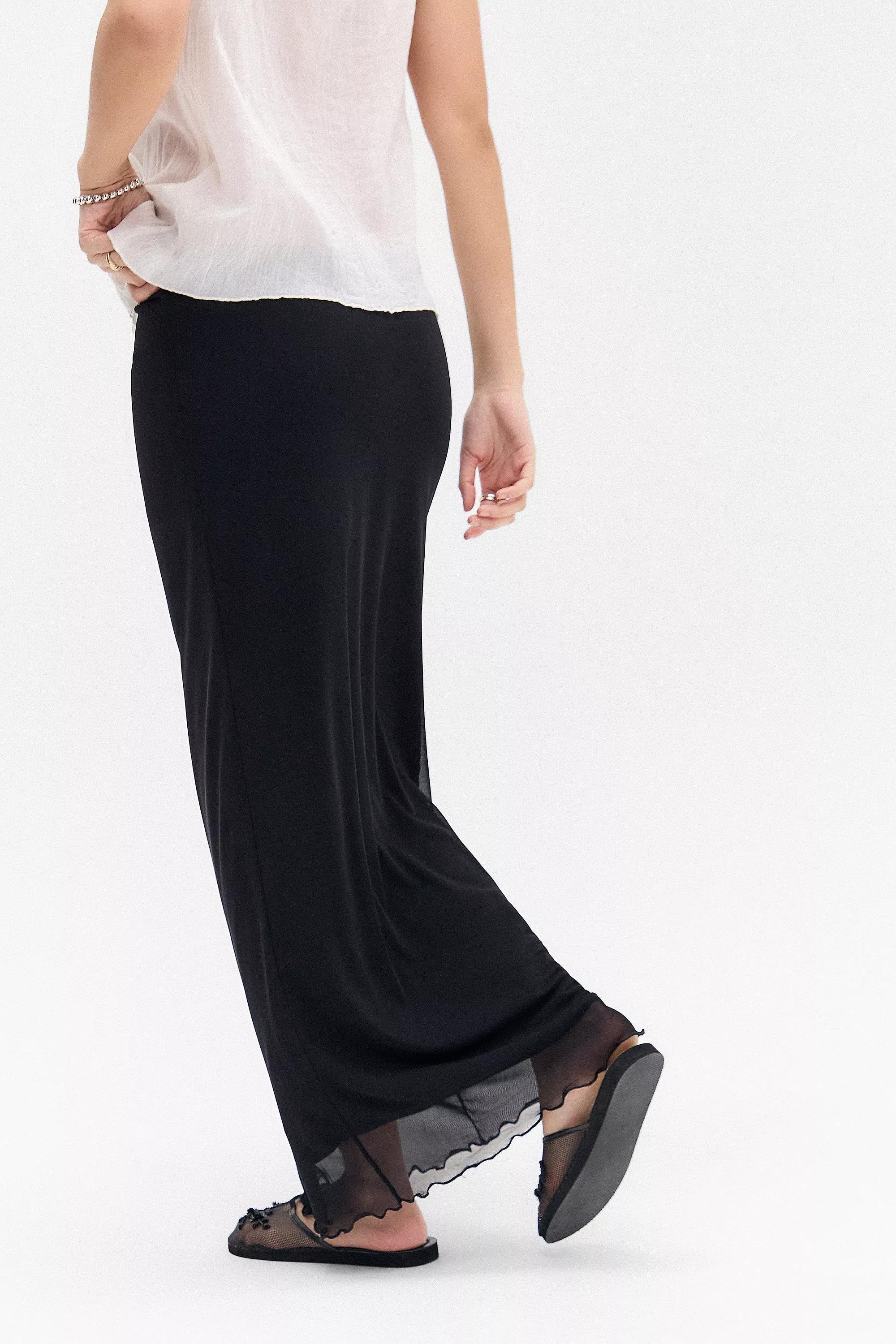 Black Uo Mesh Maxi Skirt, BLK, large image number 3