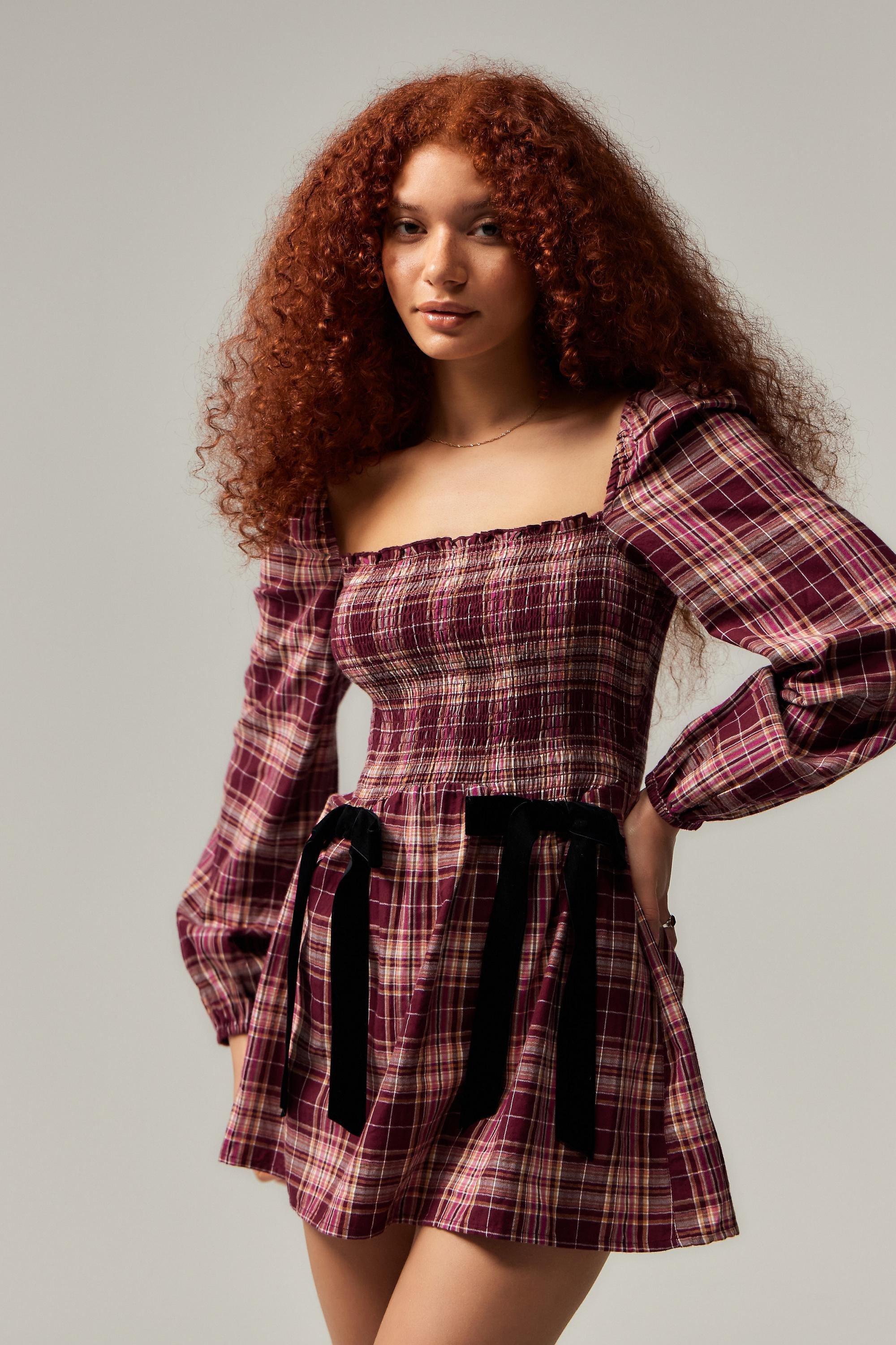 Red Kimchi Blue Checked Mini Dress, , large image number 0