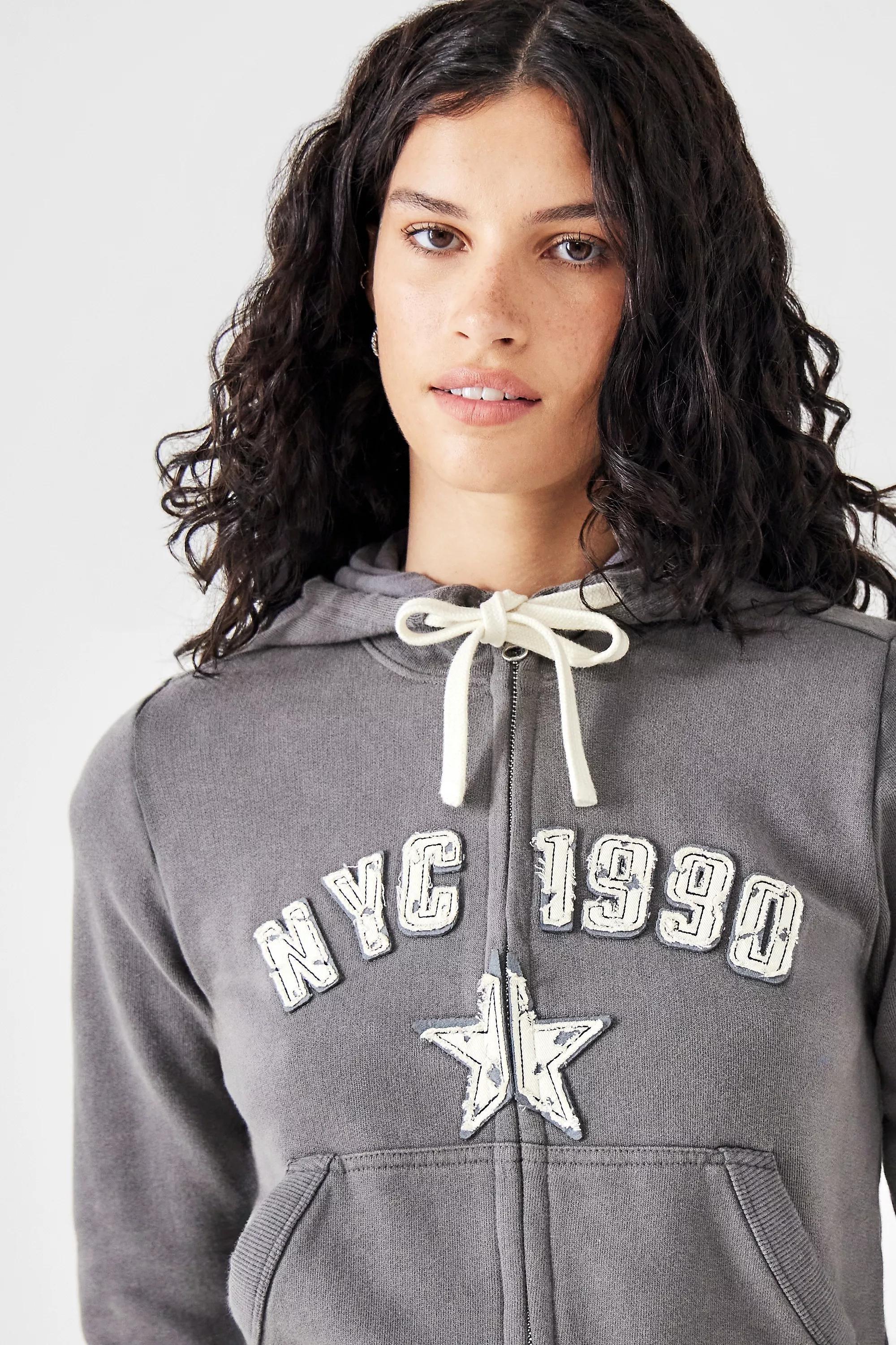 Black UO 1990 NYC Hoodie Cropped, , large image number 3