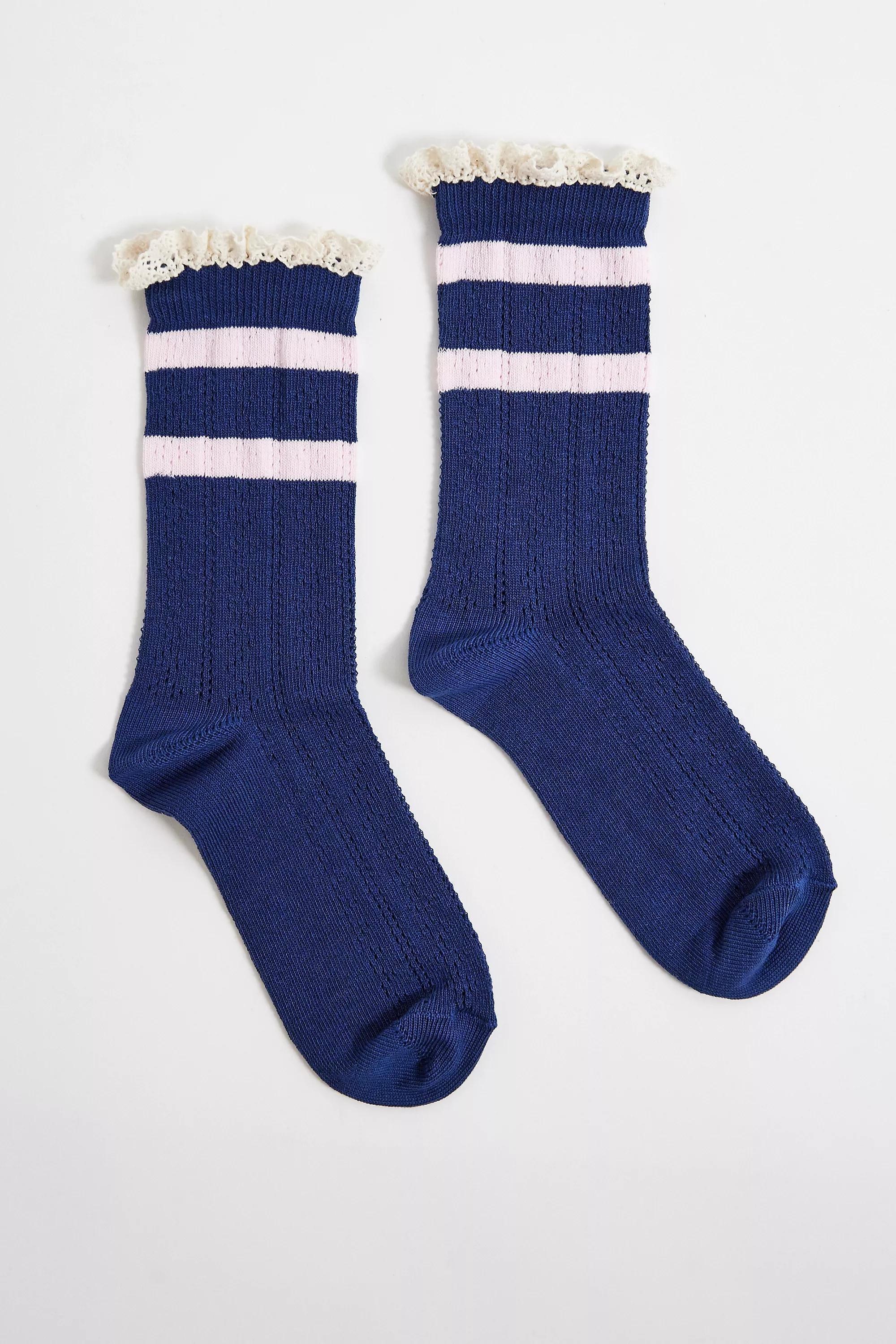 Navy Out From Under Varsity Pointelle Socks, NAVY, large image number 2