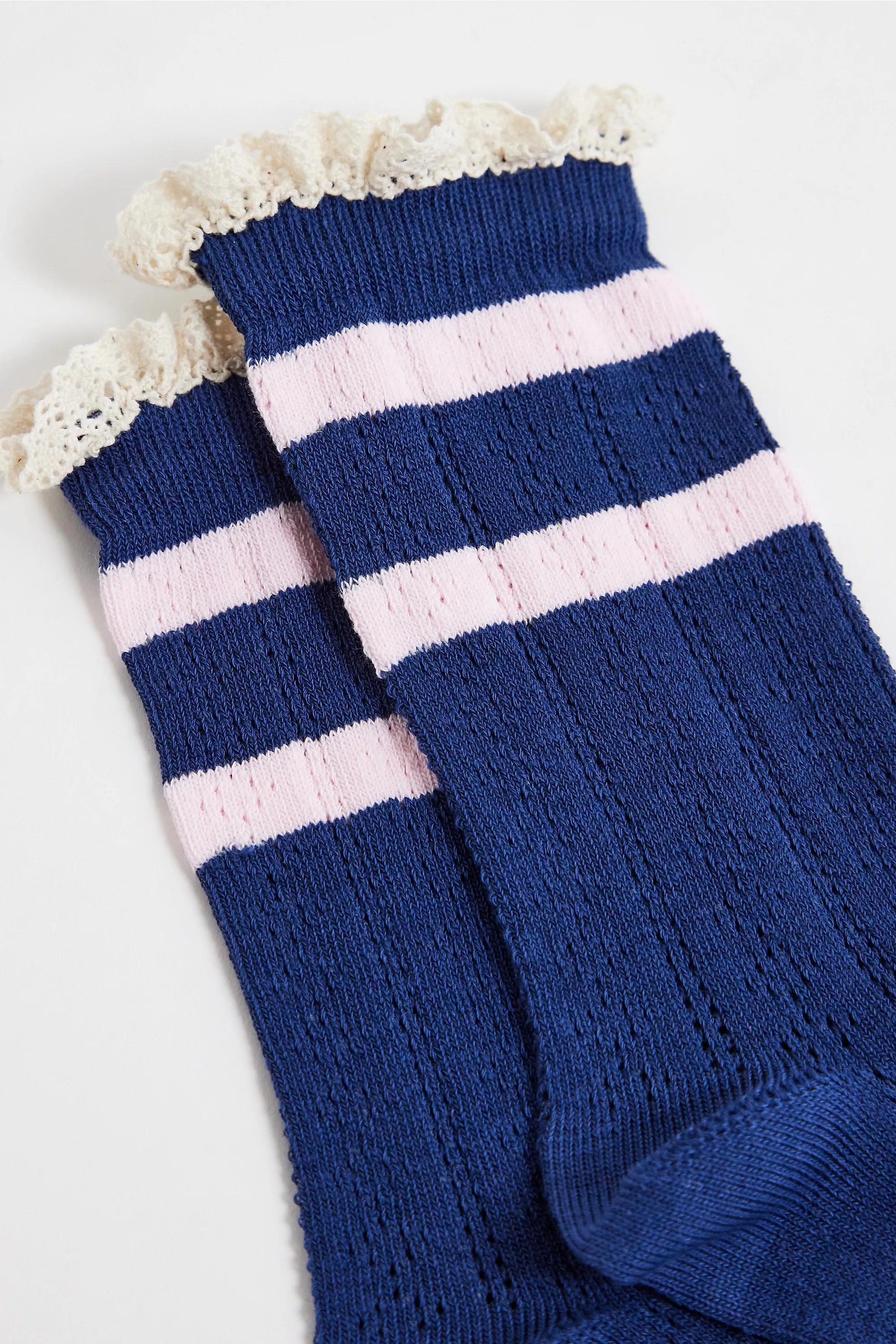 Navy Out From Under Varsity Pointelle Socks, NAVY, large image number 3