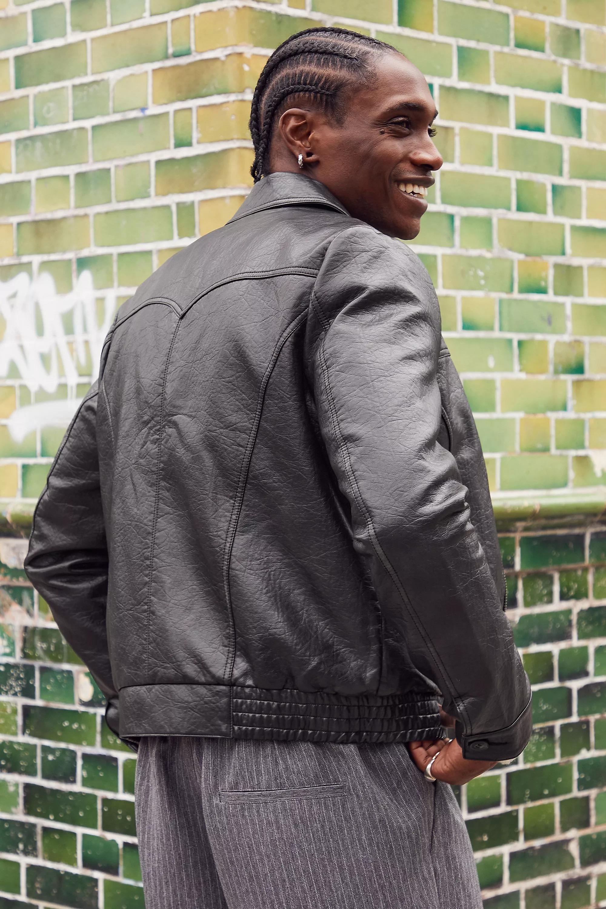 Black Bdg Faux Leather Jacket, , large image number 3