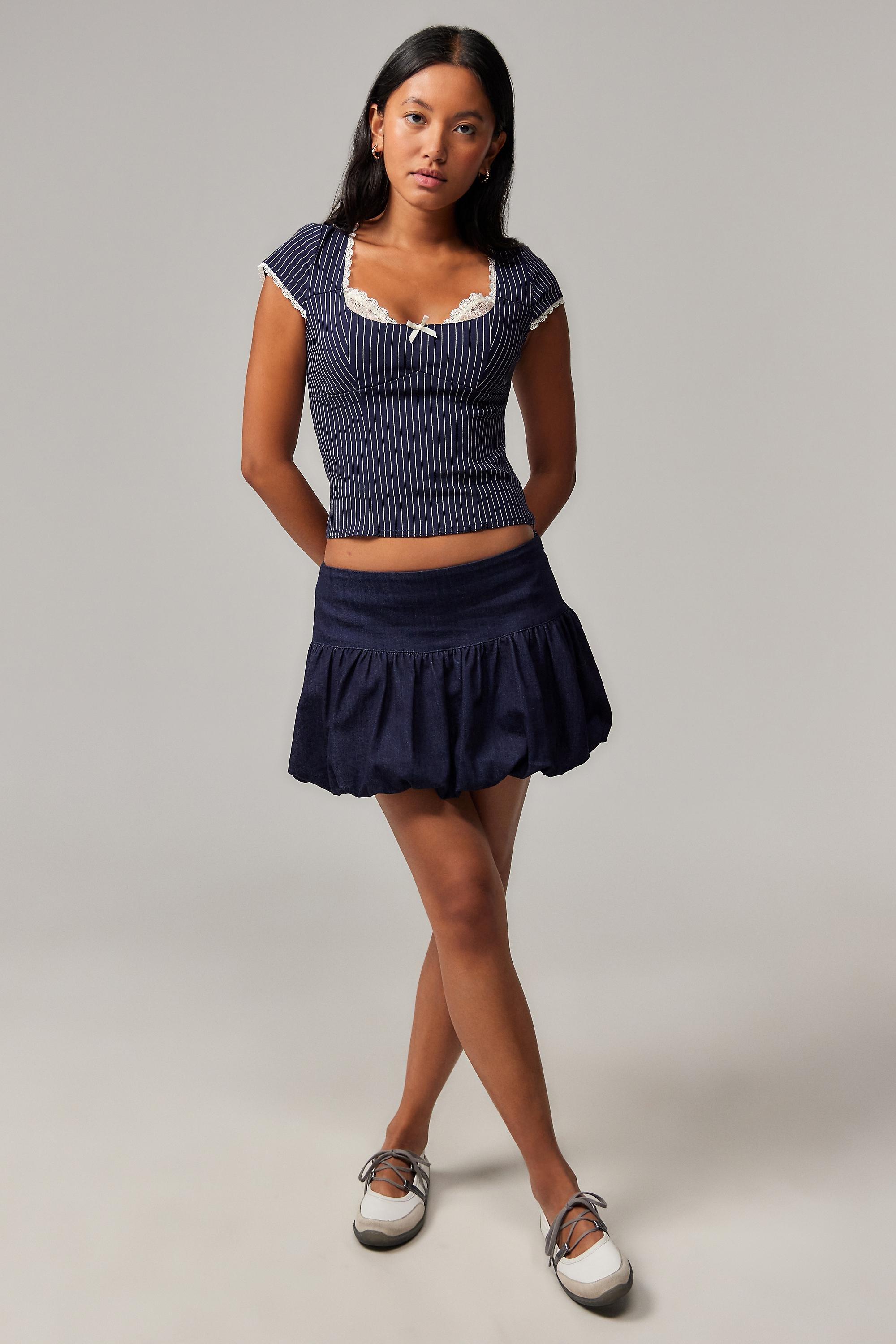 Navy Silence+Noise Dylan Scoop Bengaline Top, , large image number 2