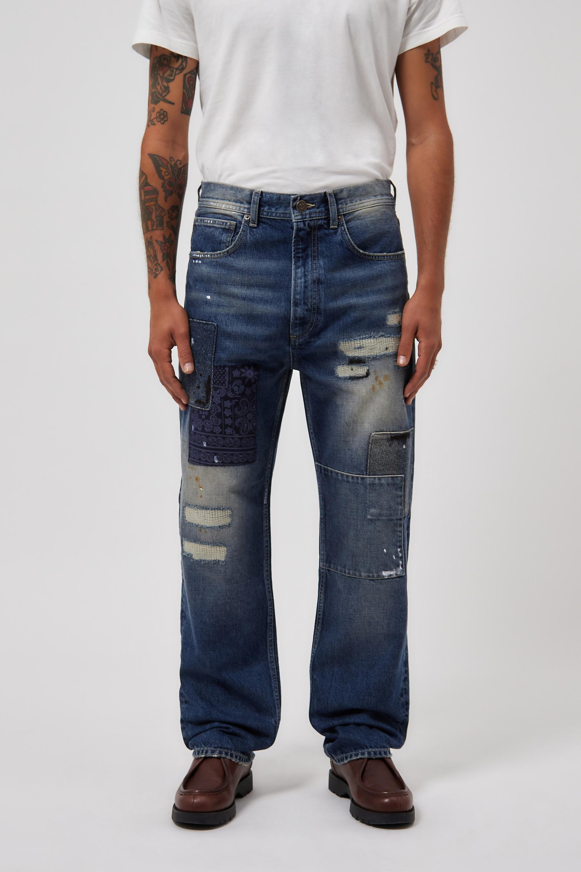 Blue Bdg Patchwork Jeans, , large image number 1
