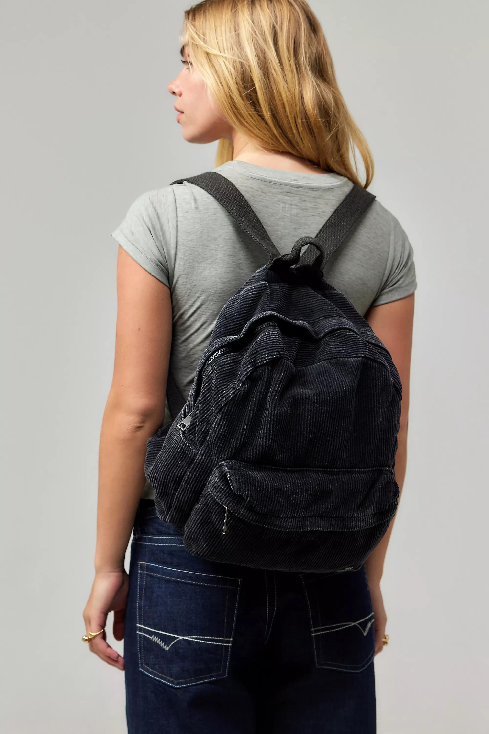Black Bdg Corduroy Backpack, BLK, large image number 0