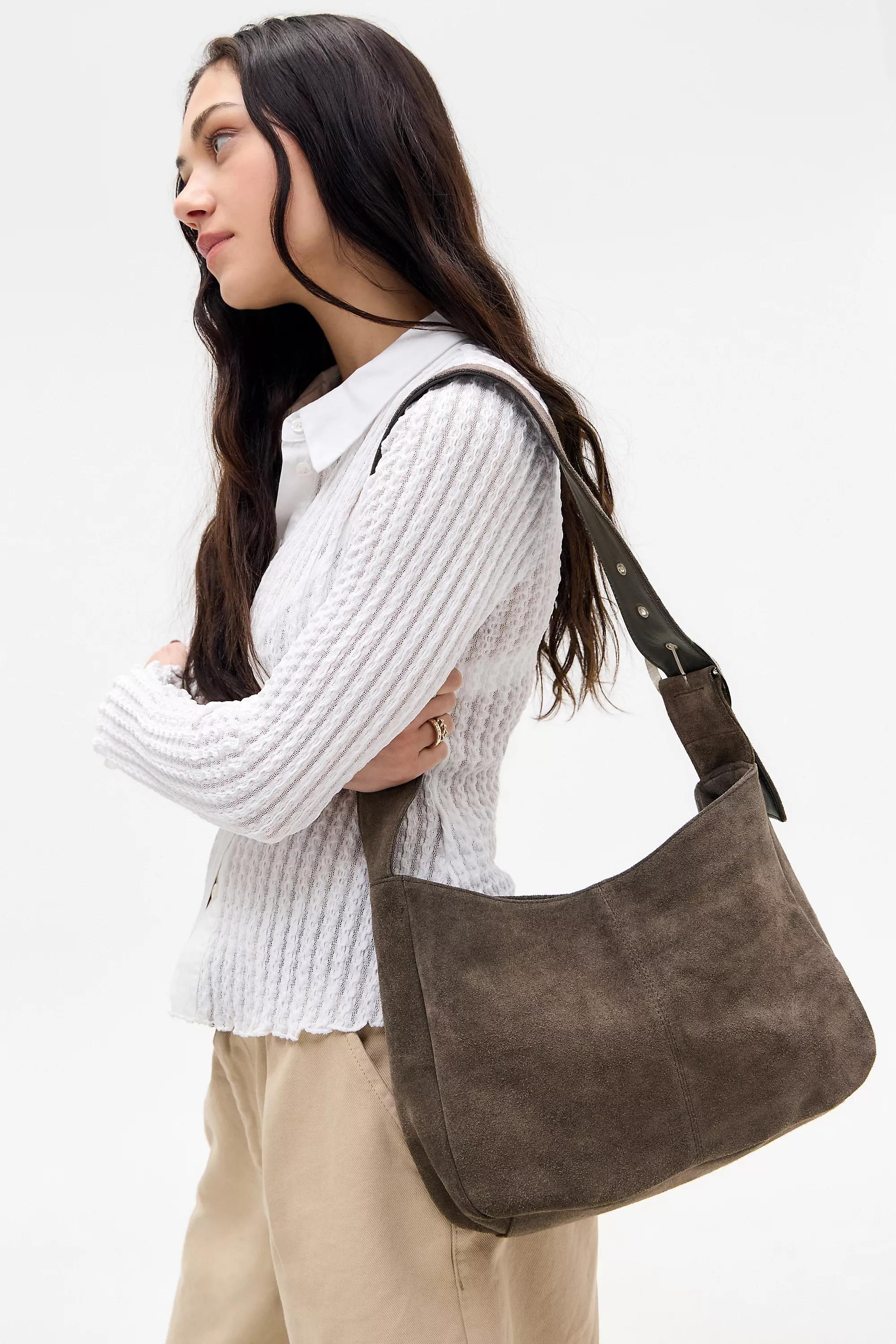 White Uo Square Suede Sling Bag, , medium