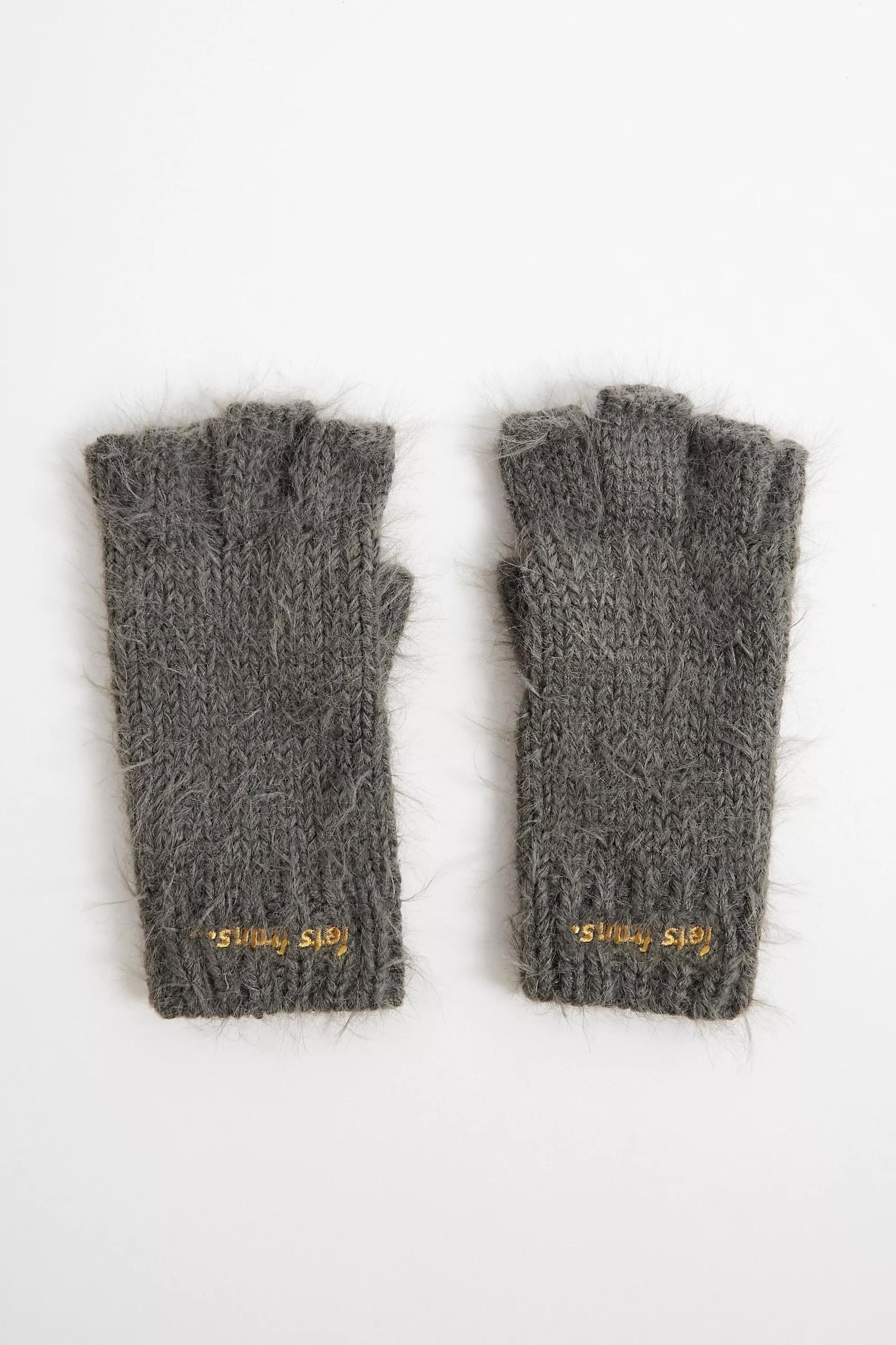 Grey Iets Frans...Fingerless Gloves, GREY, large image number 0