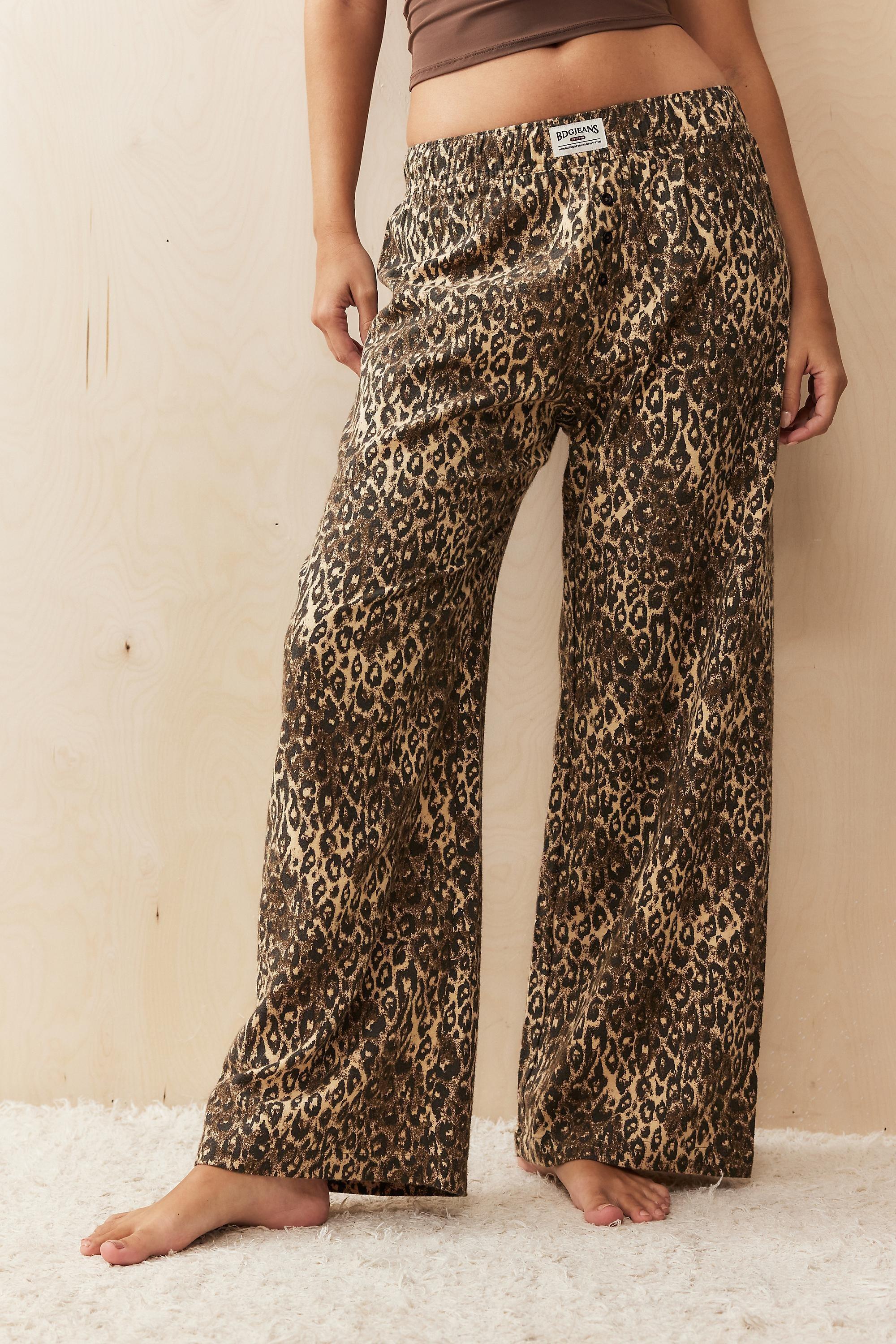 Brown Bdg Leopard Print Straight-Leg Trousers, , large image number 0
