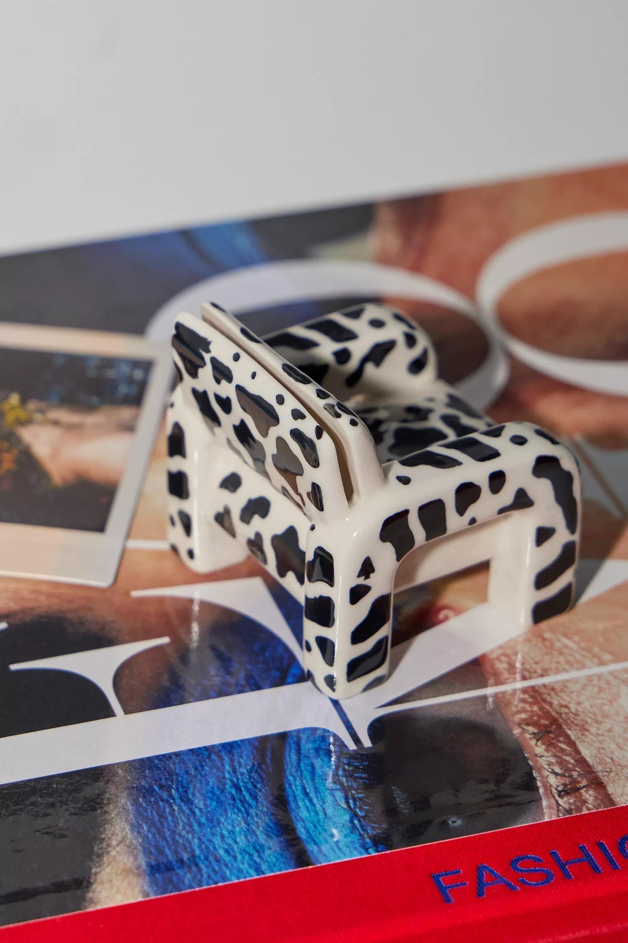 Black Cow Print Chair Photo Holder, BLK, large image number 2