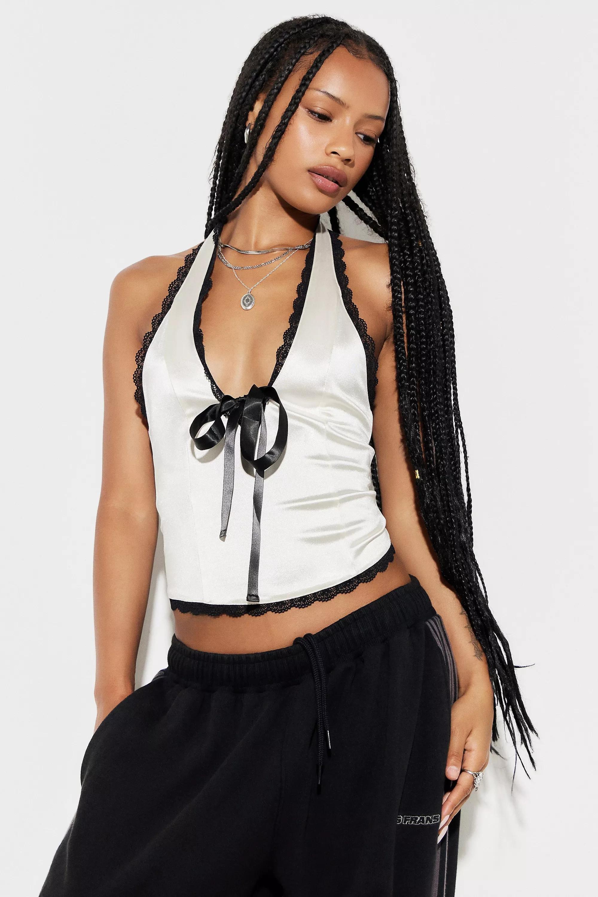 Cream Kimchi Blue Farrah Halter Neck Top, , large image number 0