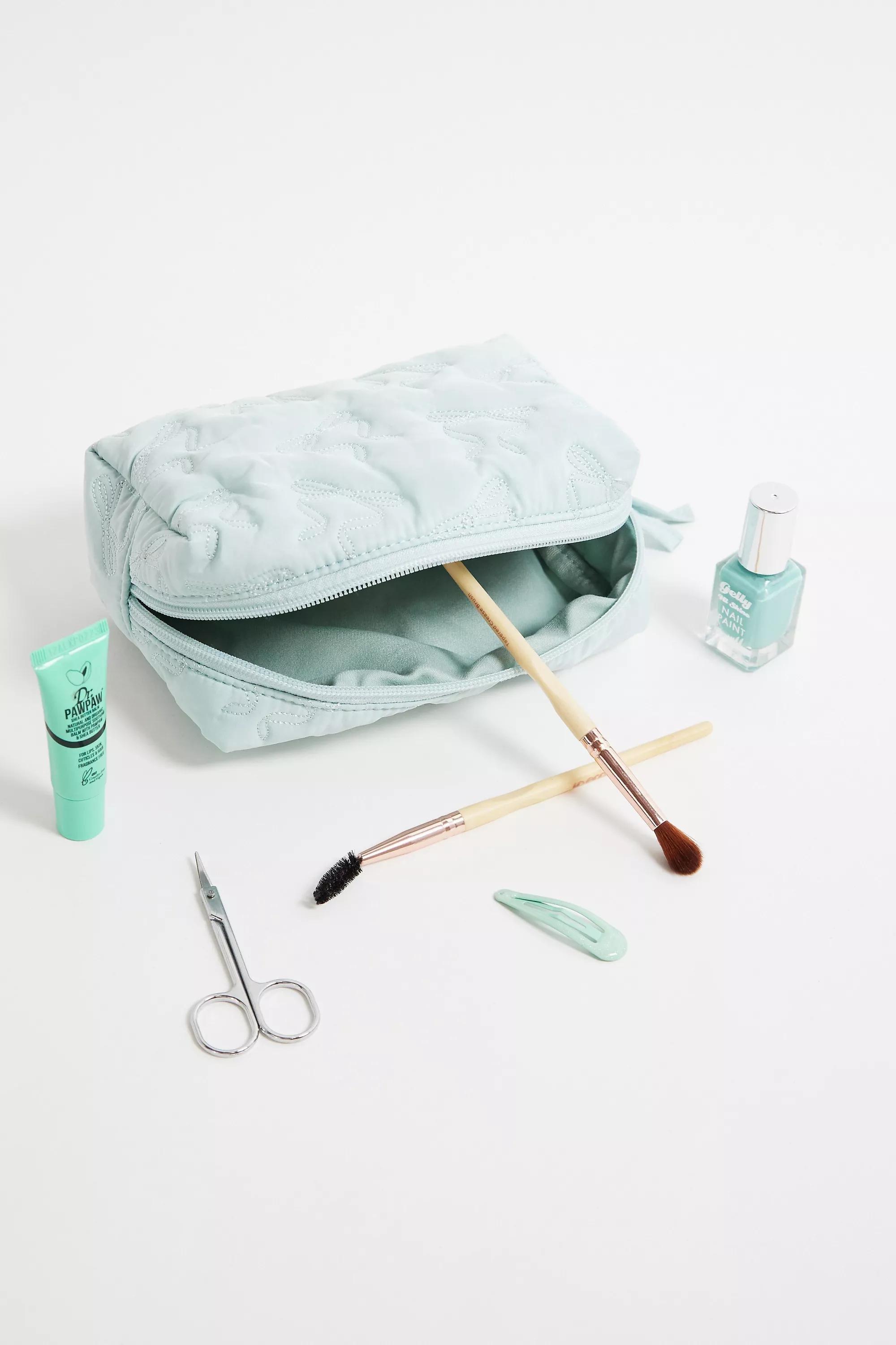 Blue Uo Bow Popcorn Makeup Bag, BLUE, large image number 1
