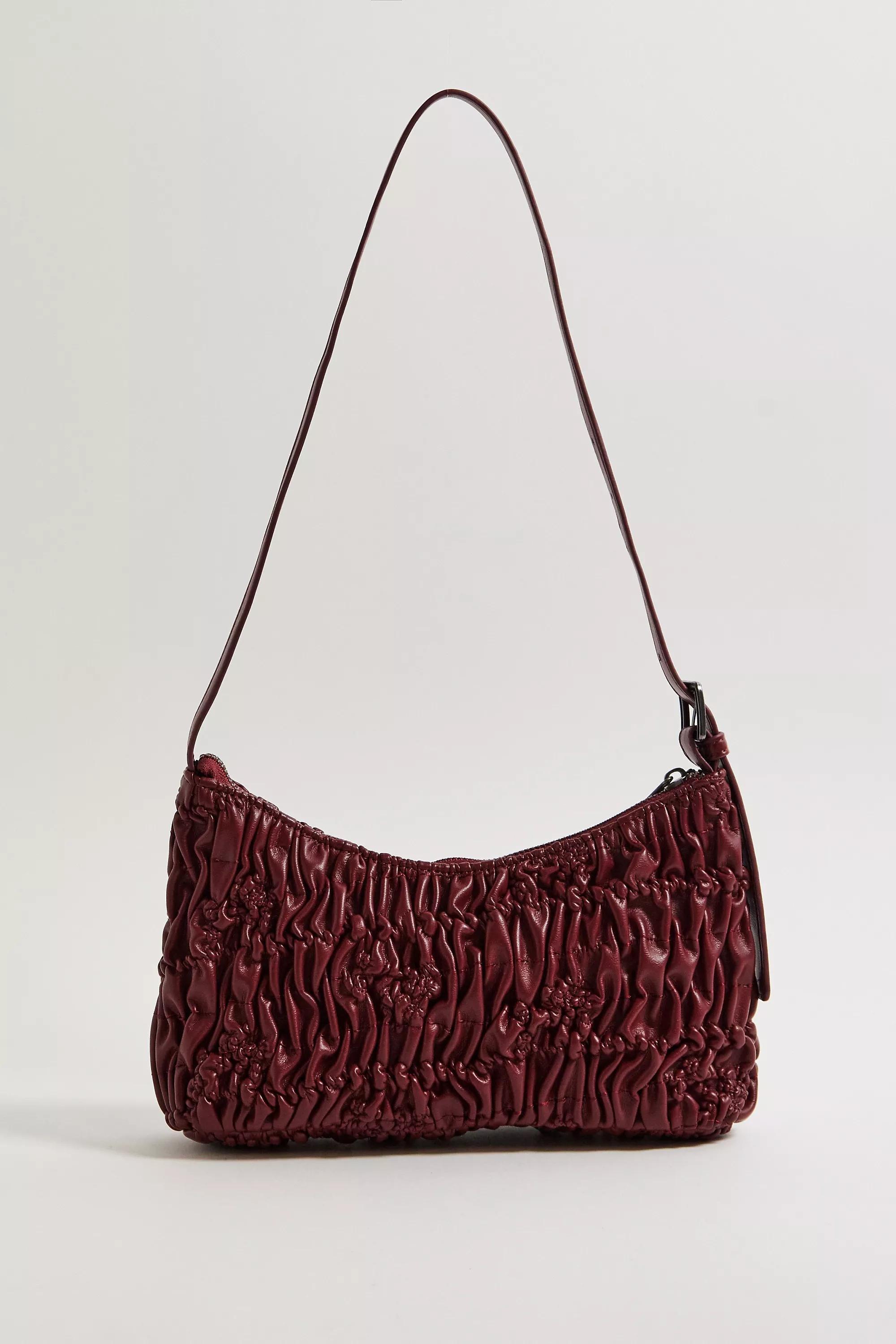 Maroon Uo Ruched Faux Leather Shoulder Bag, WINE, large image number 4
