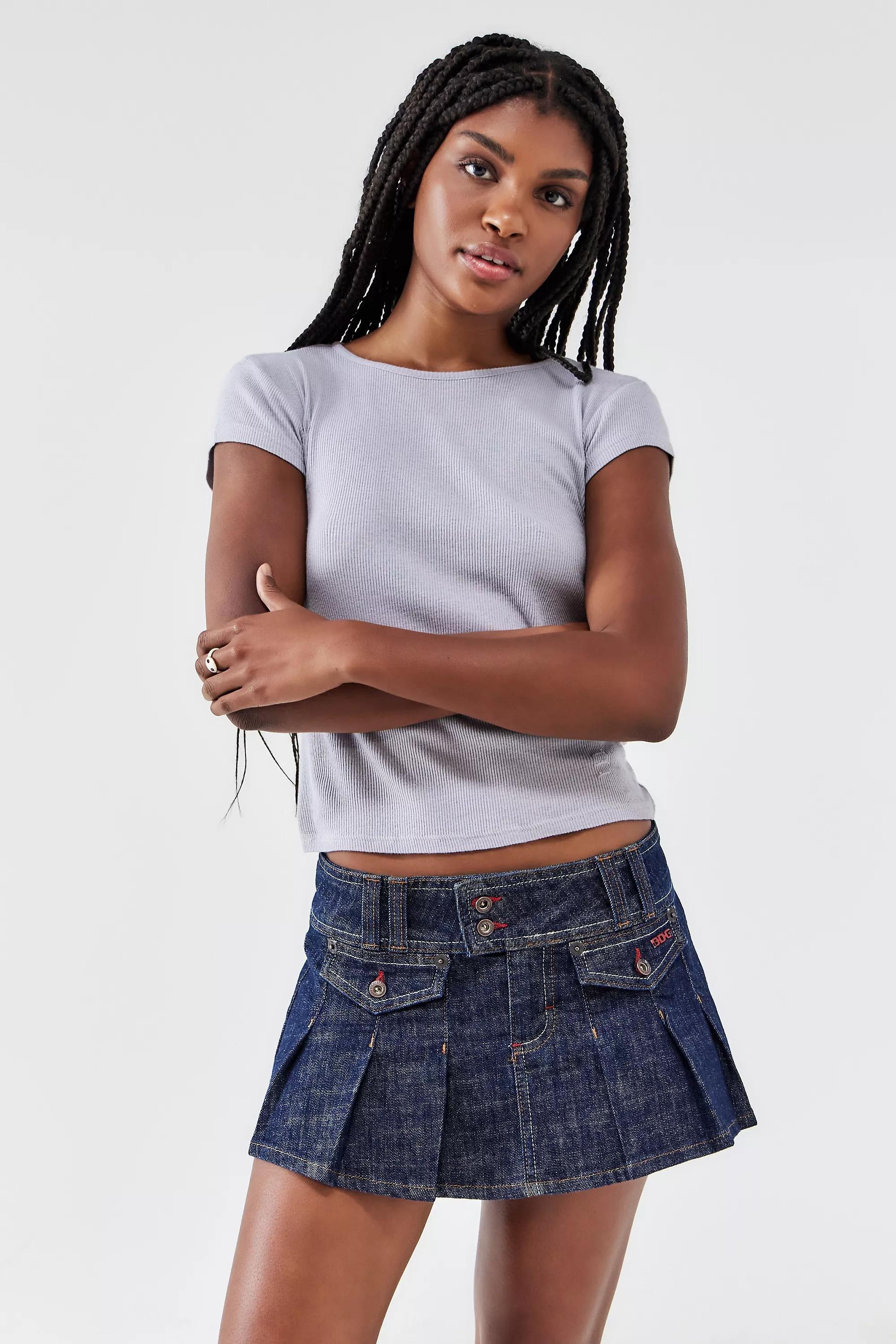 Navy Bdg Denim Mini Kilt, , large image number 0