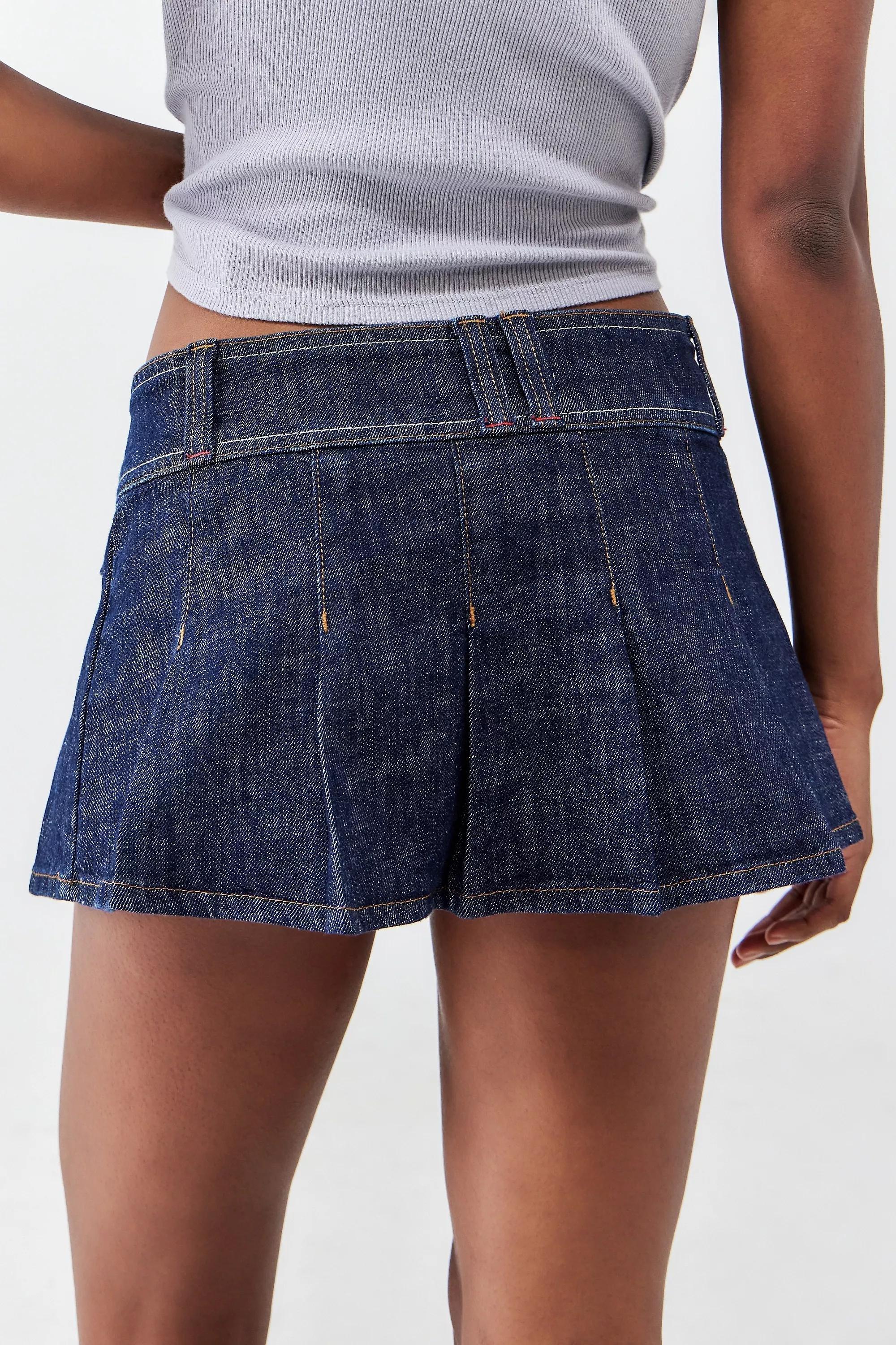 Navy Bdg Denim Mini Kilt, , large image number 3