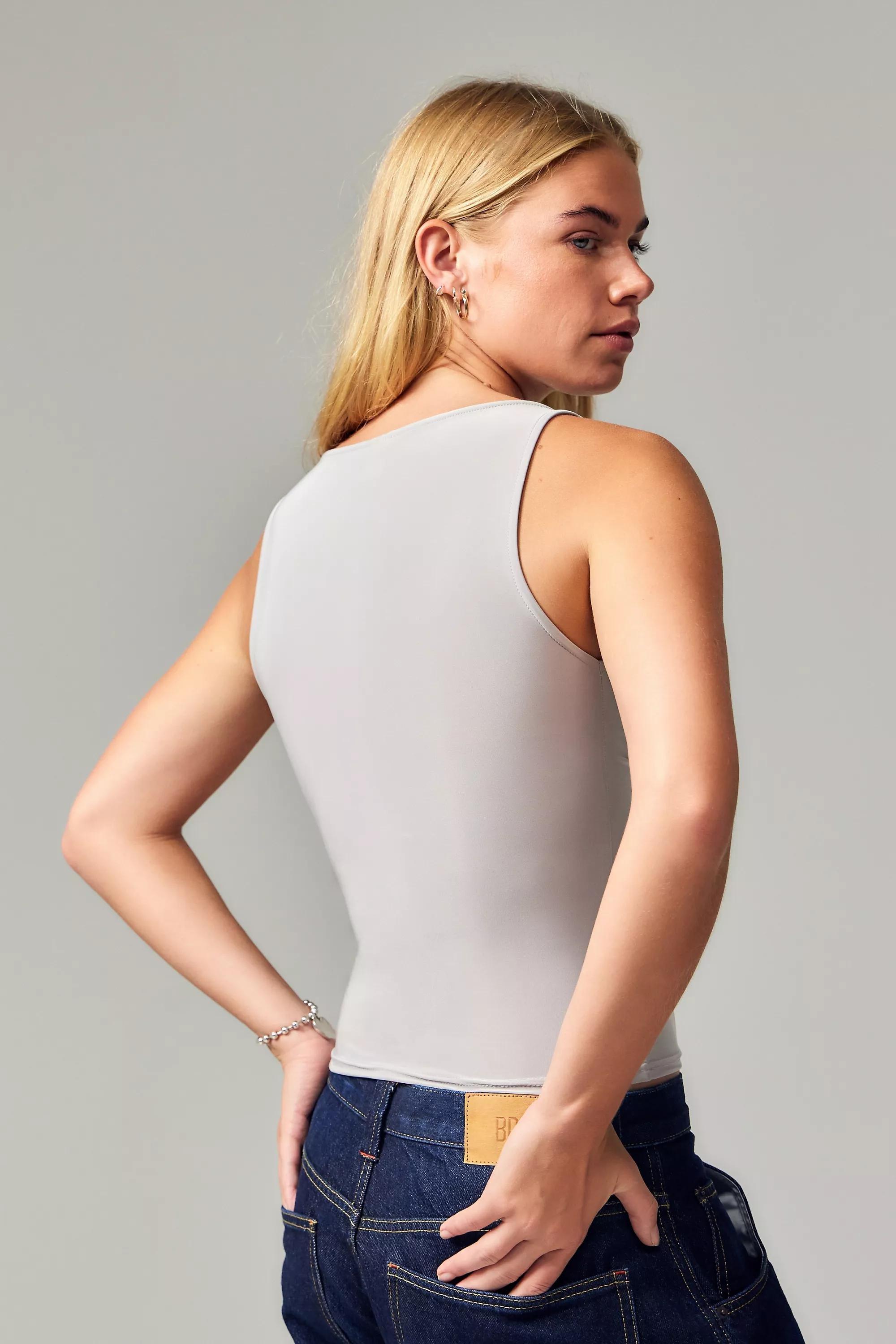 Grey Uo Lia Slinky Slash Neck Tank Top, , large image number 3
