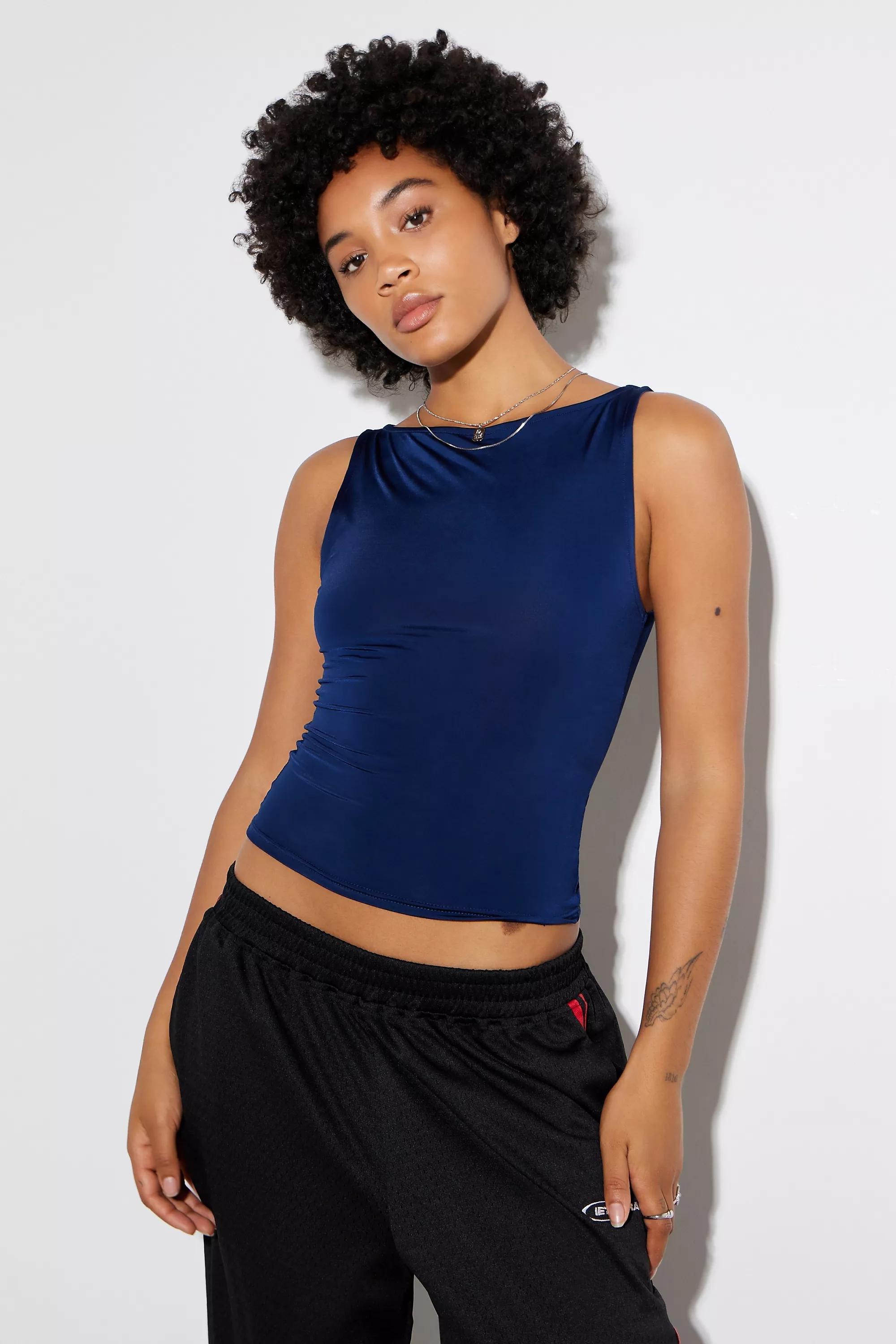 Navy Uo Slash Neck Tank Top, , large image number 0
