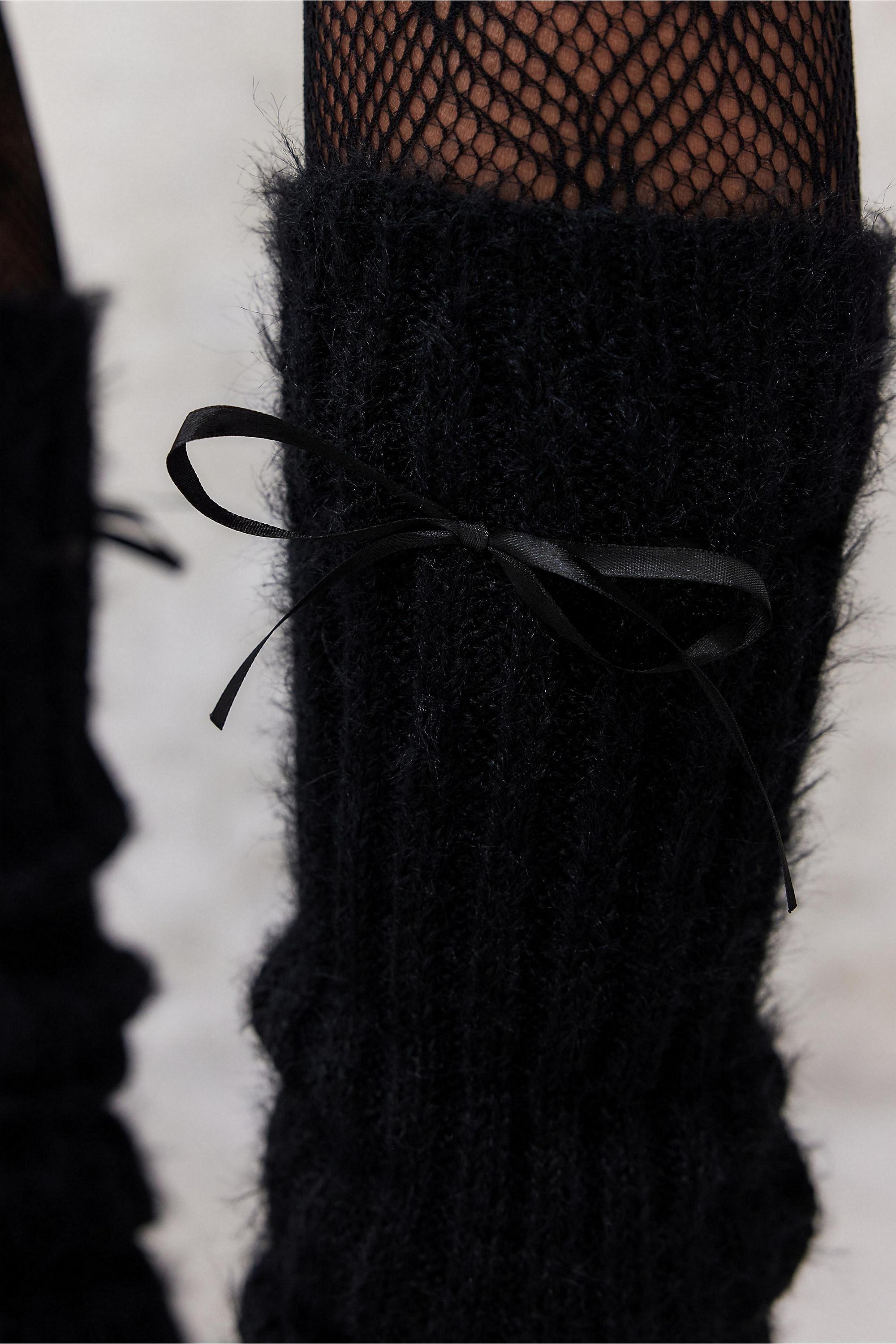 Black Out From Under Inez Eyelash Knit Extra-Long Leg Warmers, BLK, large image number 3