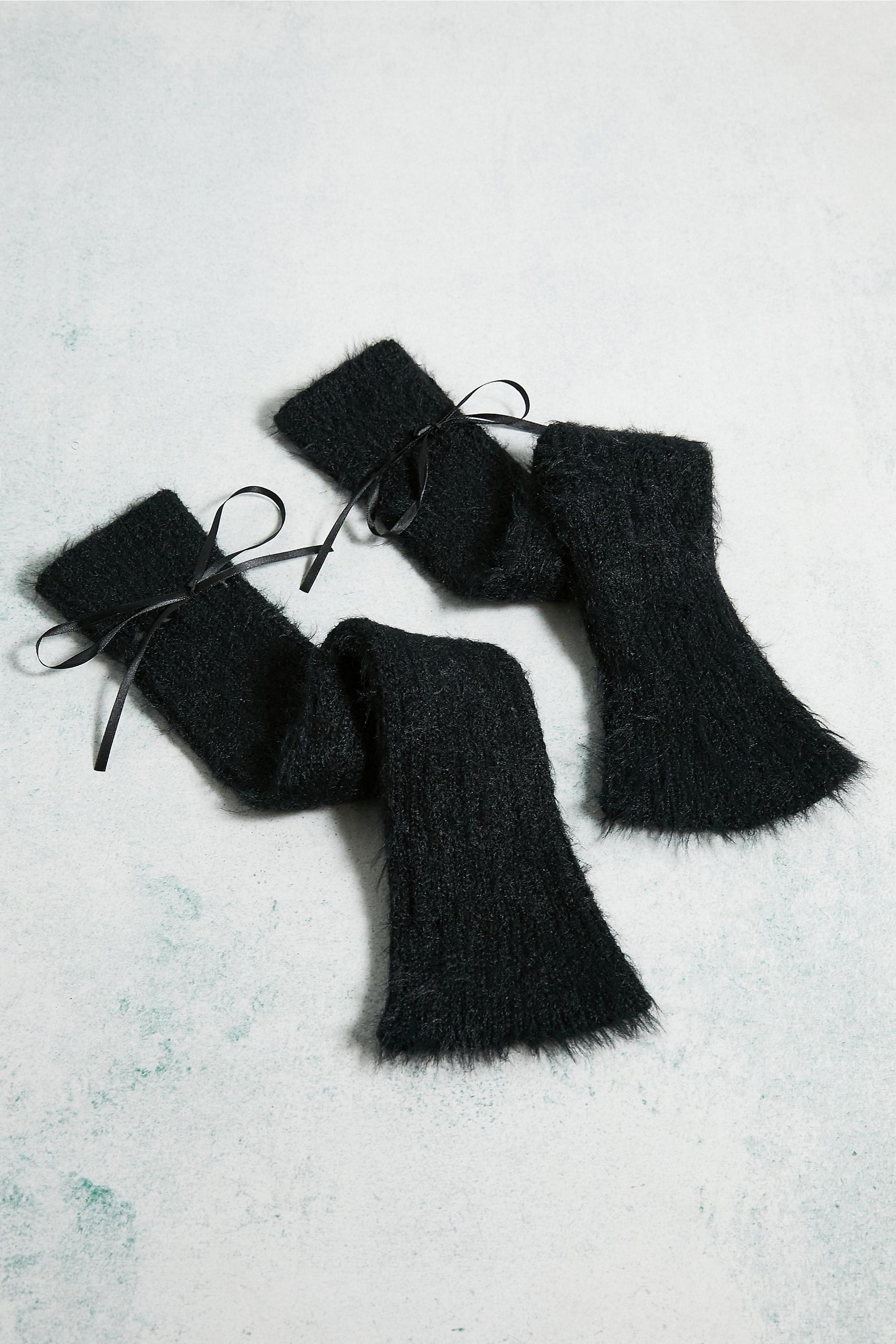 Black Out From Under Inez Eyelash Knit Extra-Long Leg Warmers, BLK, large image number 4