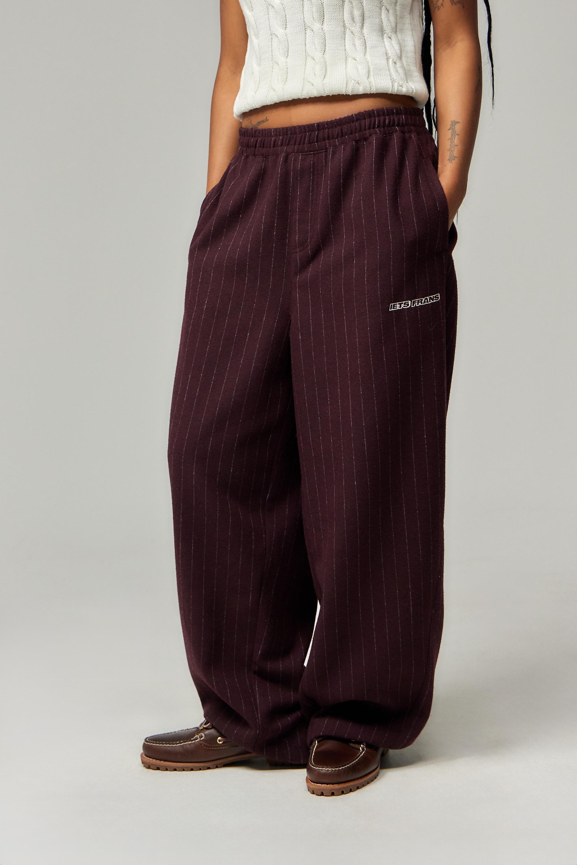 Burgundy Iets Frans... Striped Baggy Joggers, , large image number 0