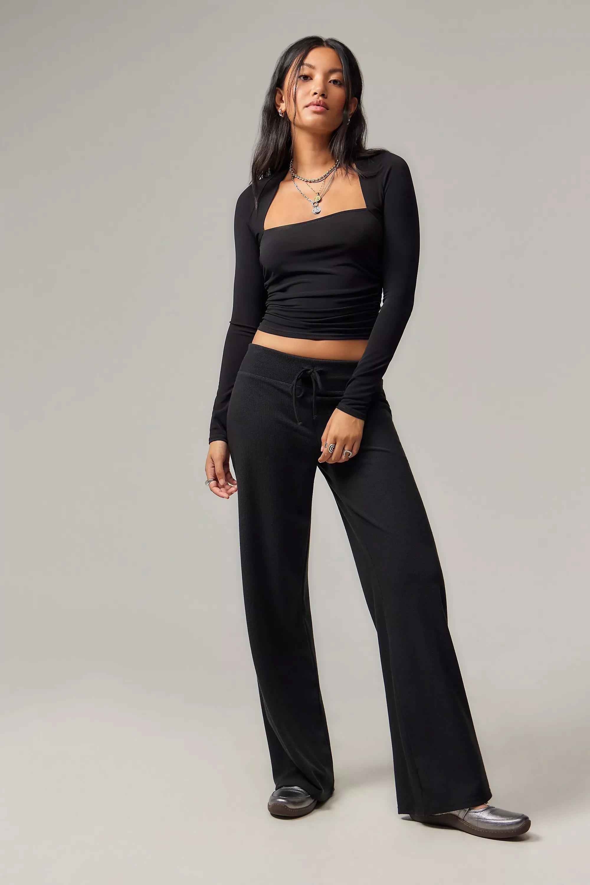 Black Uo Kali Rib Straight-Leg Joggers, , large image number 1