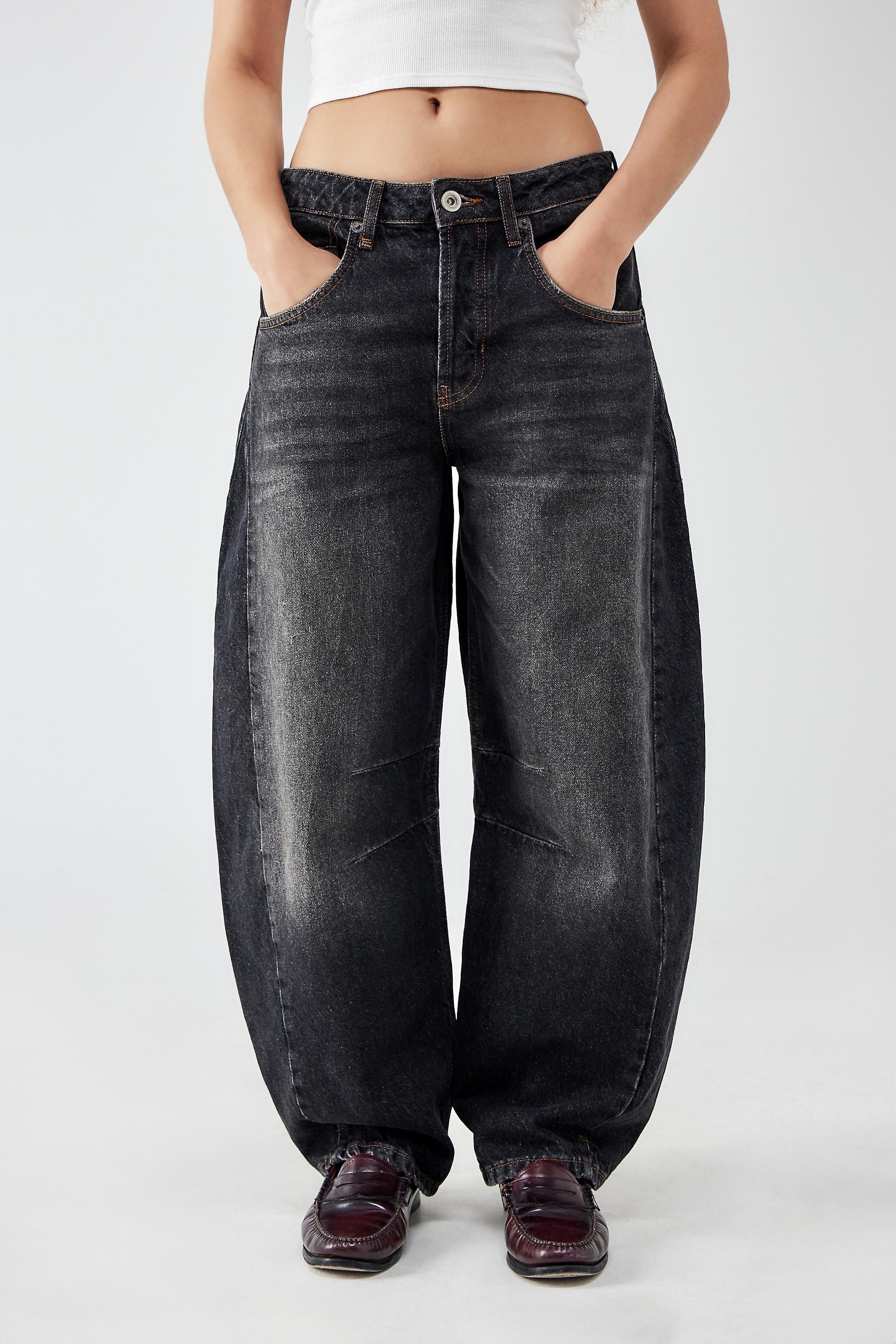Black Bdg Washed Barrel Jeans, , large image number 0