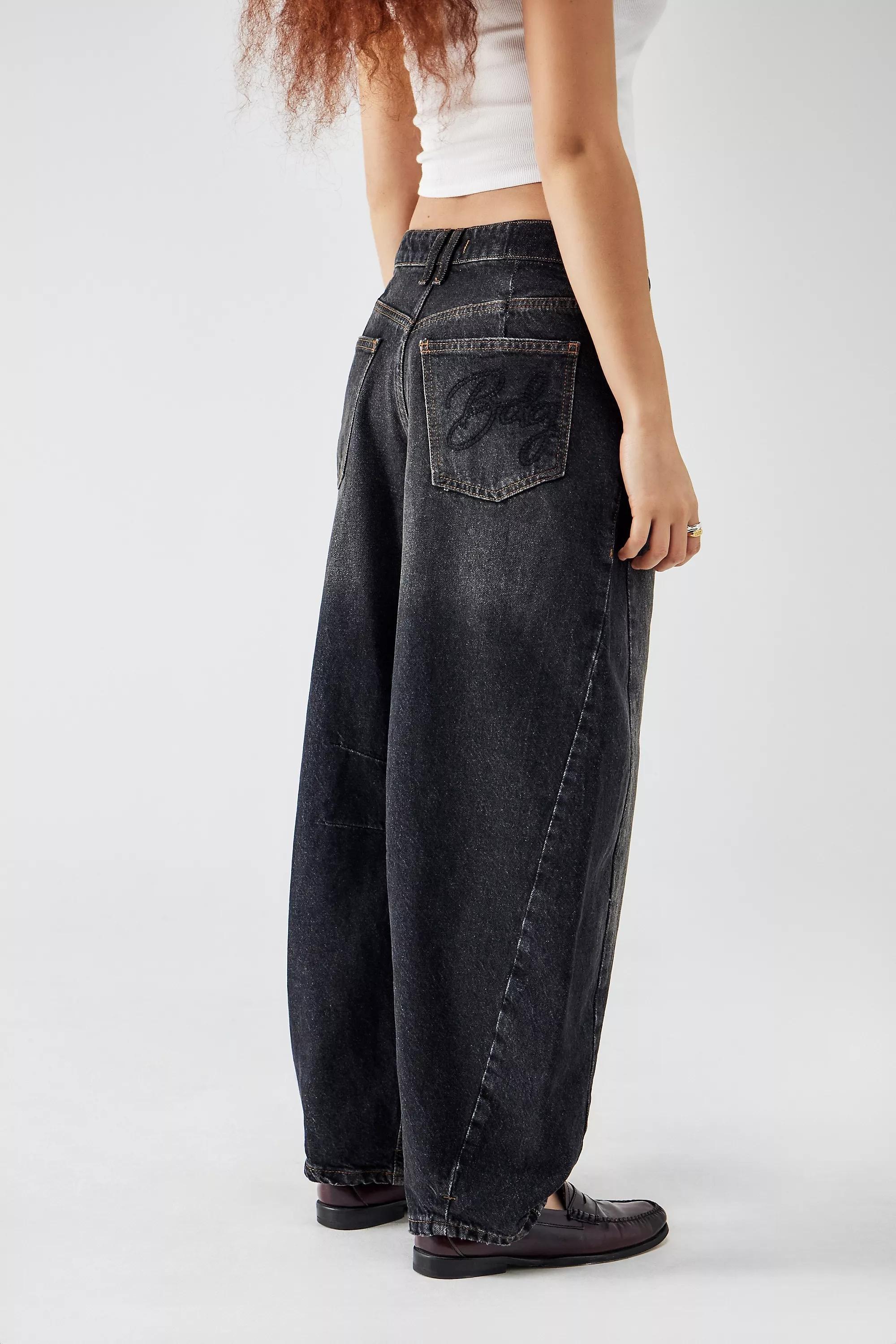 Black Bdg Washed Barrel Jeans, , large image number 1
