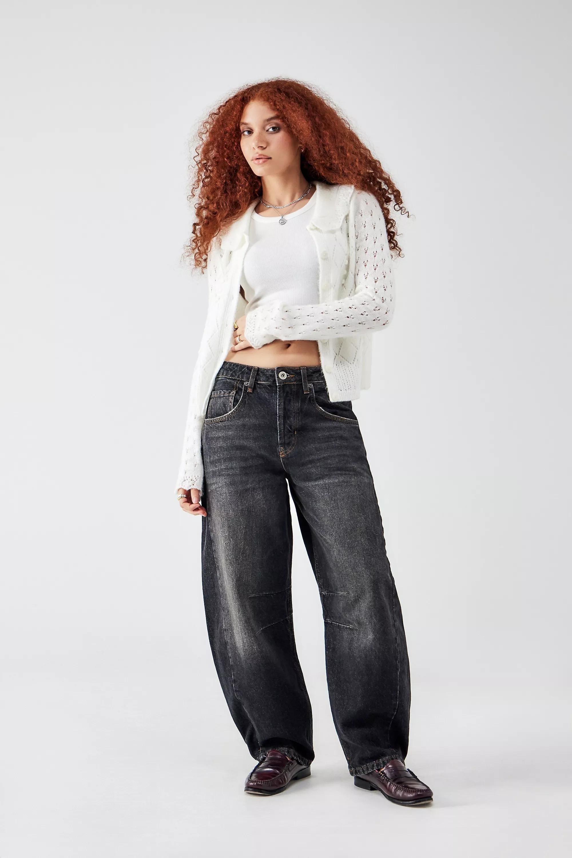 Black Bdg Washed Barrel Jeans, , large image number 2