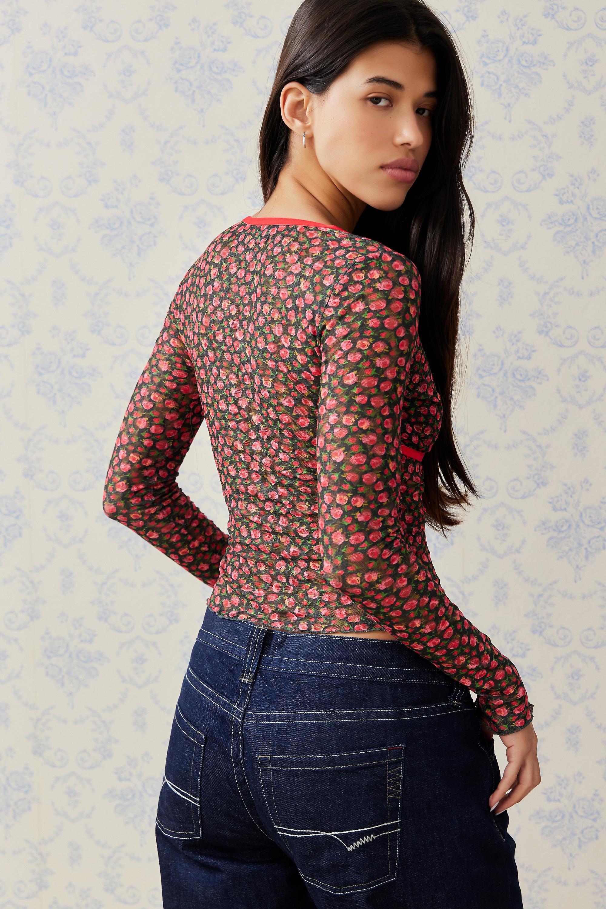 Black Motif Kimchi Blue Madison Pink Long Sleeve Top, , large image number 3