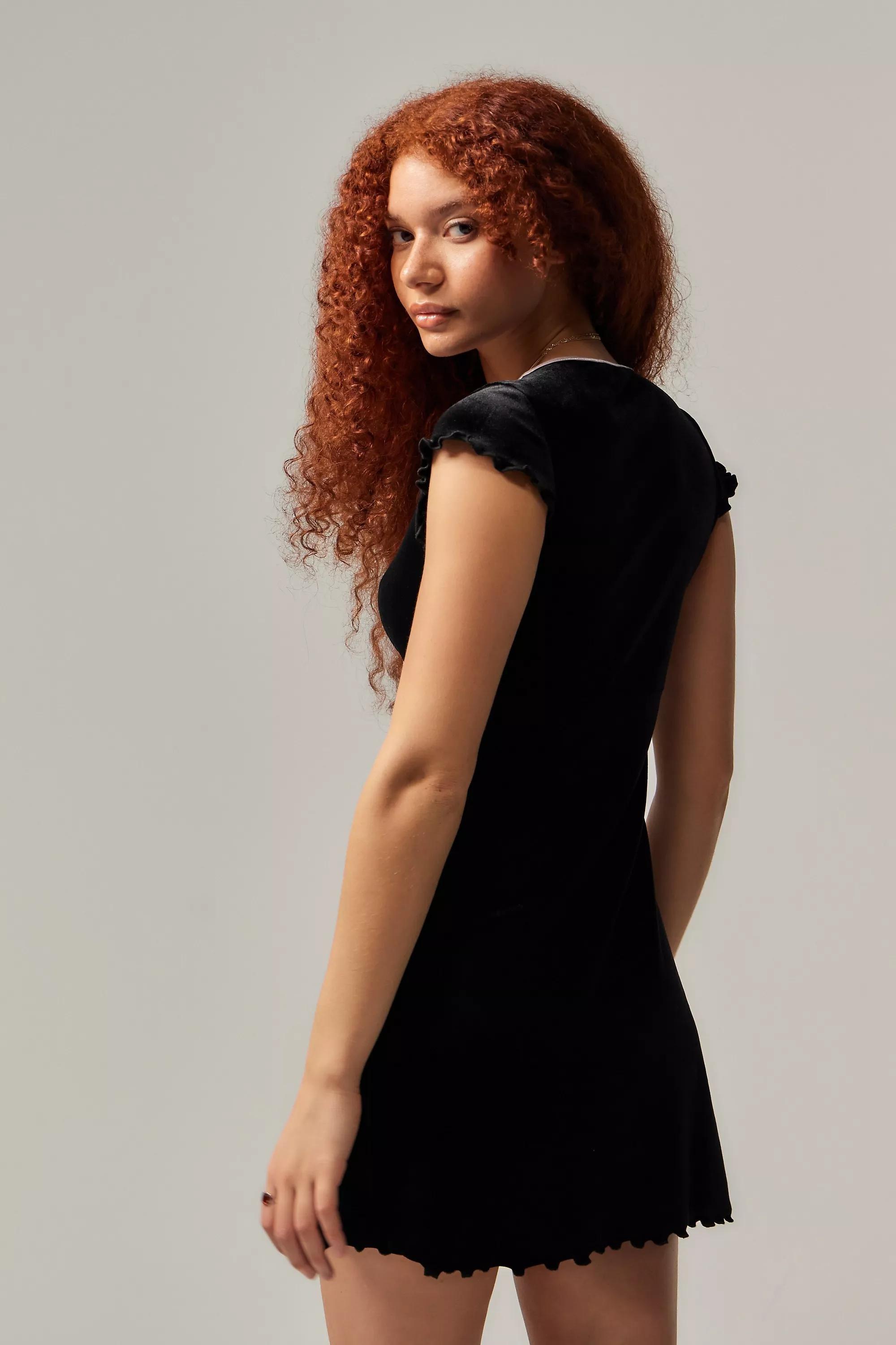 Black Kimchi Blue Madison Velvet Mini Dress, , large image number 3