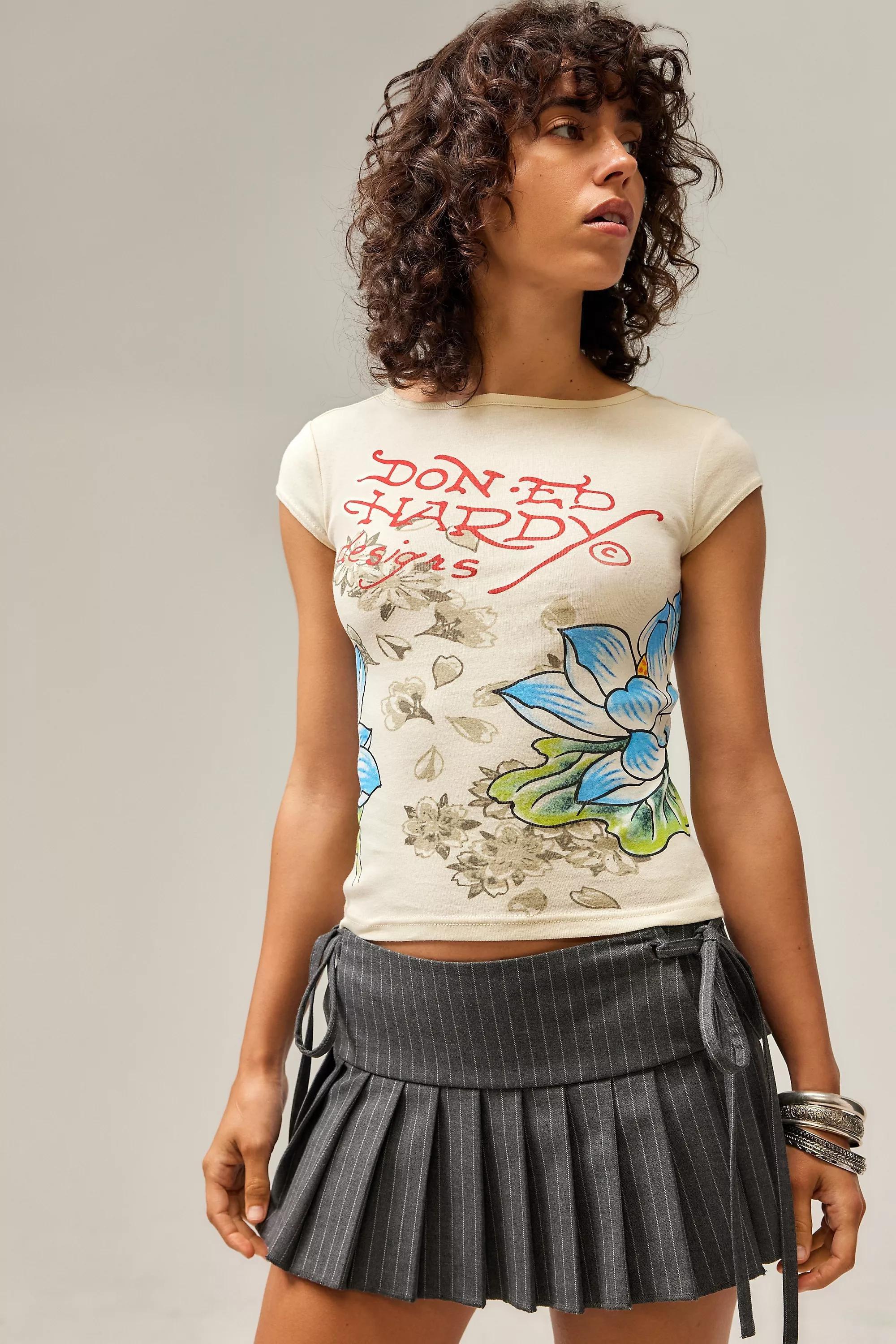 Cream Ed Hardy Uo Exclusive Floral Baby T-Shirt, , large image number 0