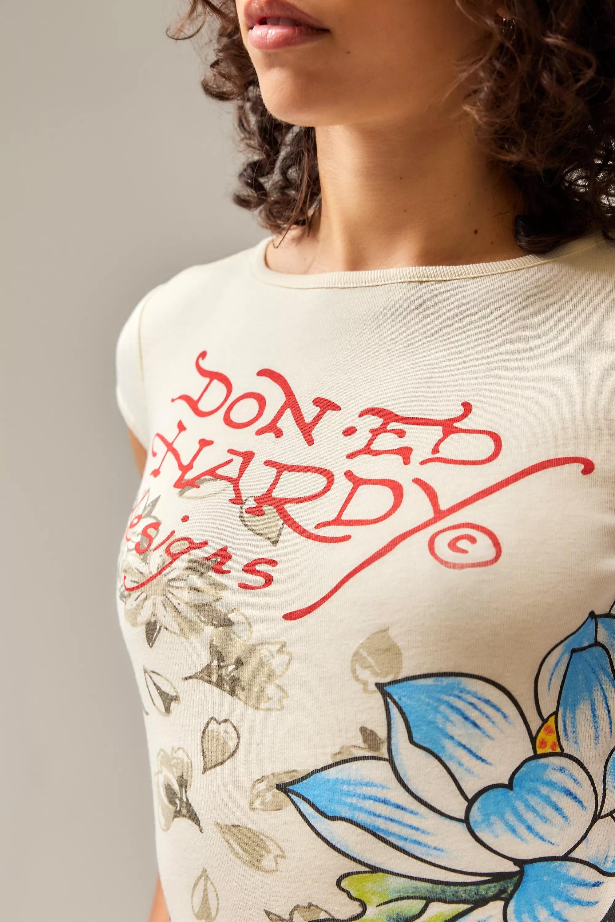 Cream Ed Hardy Uo Exclusive Floral Baby T-Shirt, , large image number 3